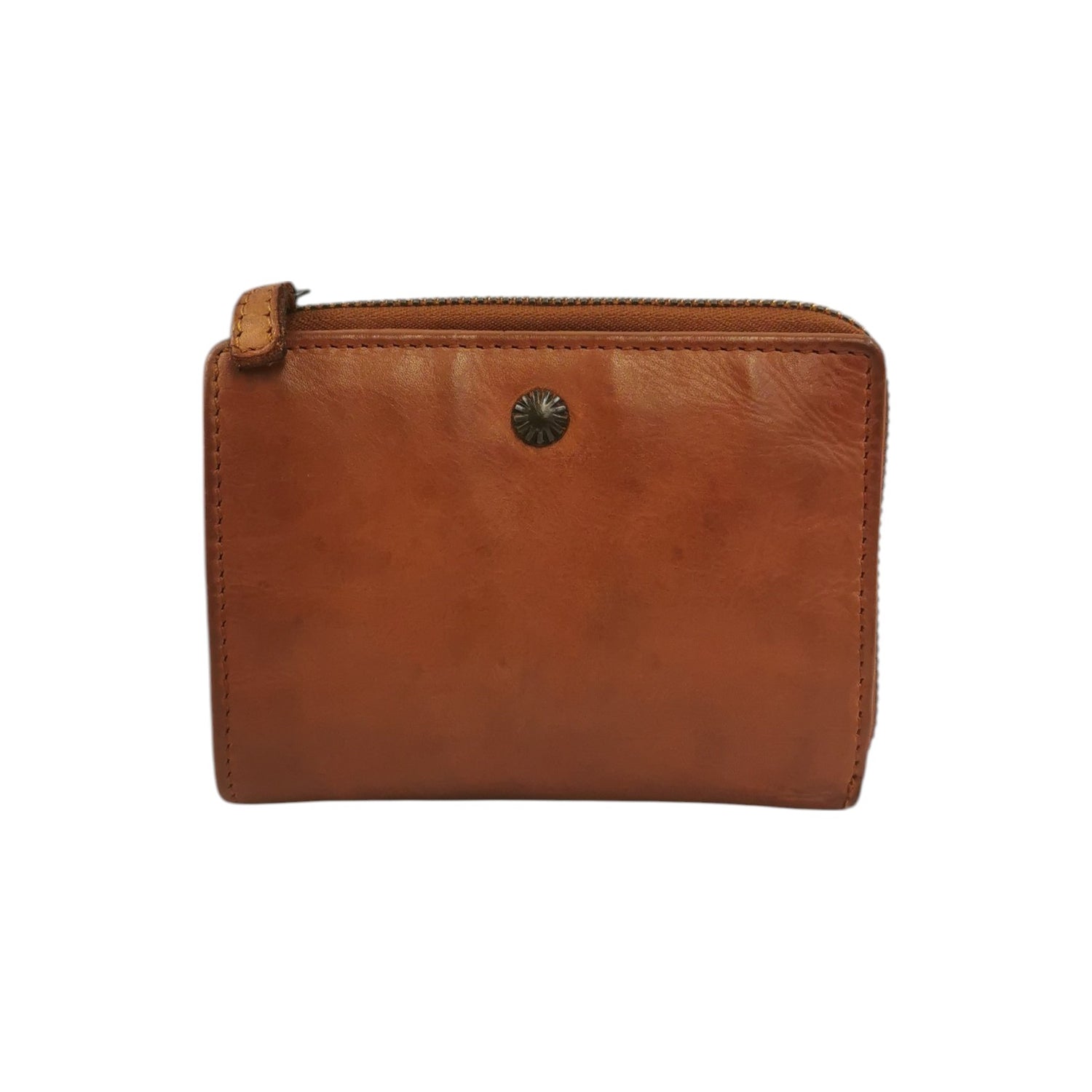 Gianni Conti Portafoglio Donna in Pelle Cuoio con Zip e Bottoncino