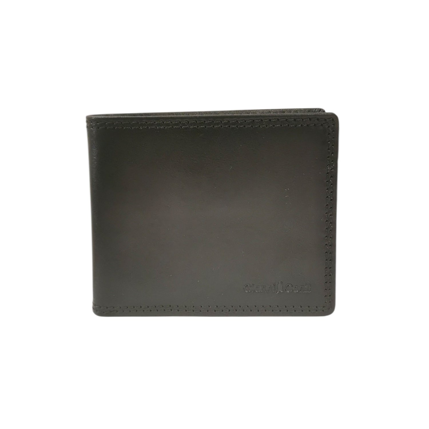 Gianni Conti Portafoglio Uomo in Pelle Nera con Cuciture All Over