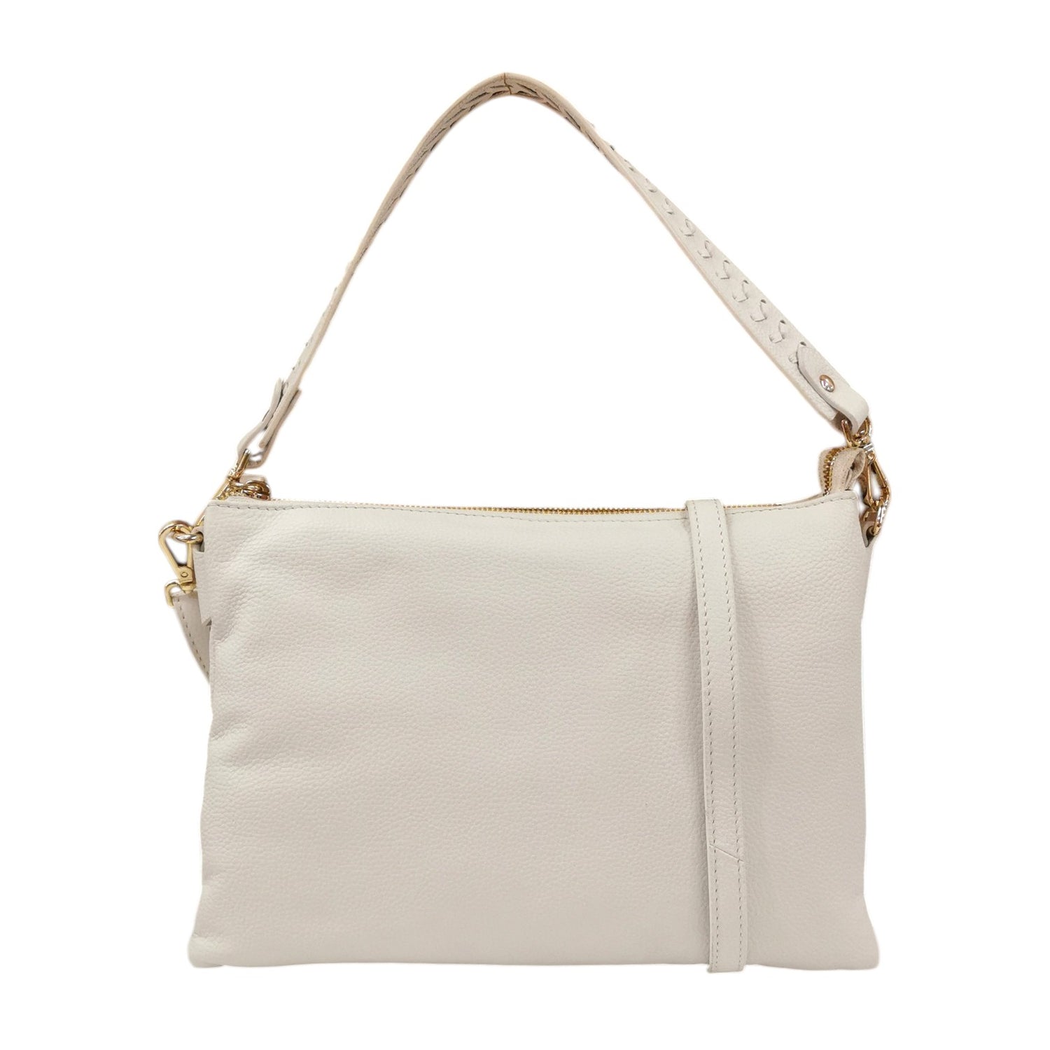 Gianni Conti Borsa a Spalla Donna in Pelle Bianca a Due Soffietti con Tracolla