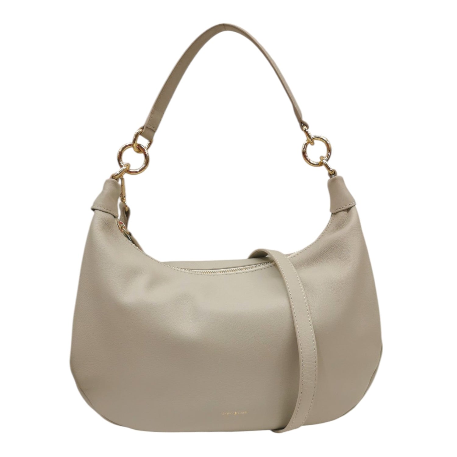 Gianni Conti Mezza Luna Donna in Pelle Crema con Tracolla