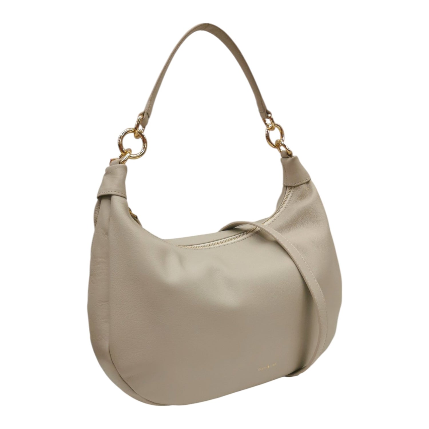 Gianni Conti Mezza Luna Donna in Pelle Crema con Tracolla