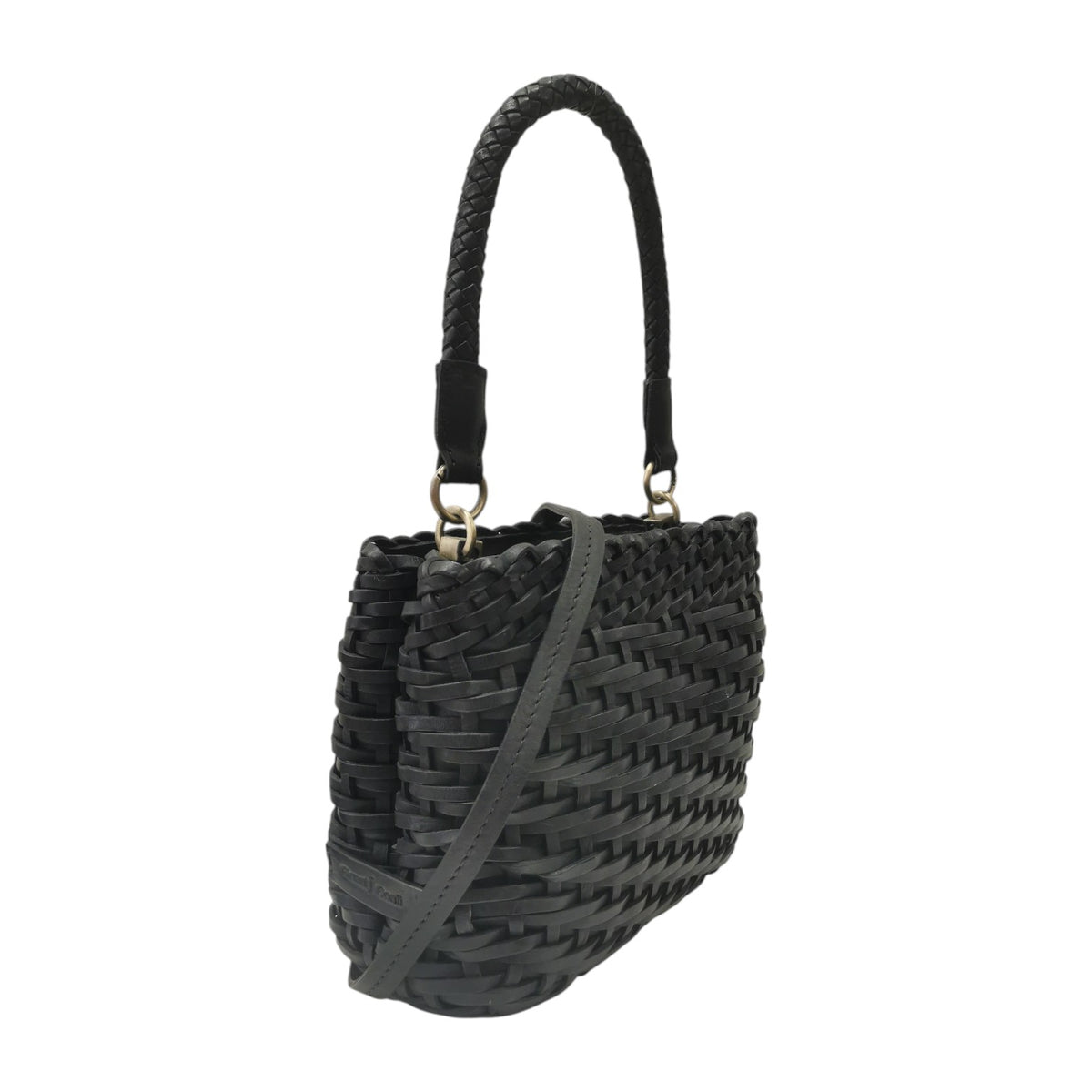 Gianni Conti Borsa a Mano Donna Nera Intrecciata Linea Guia con Tracolla