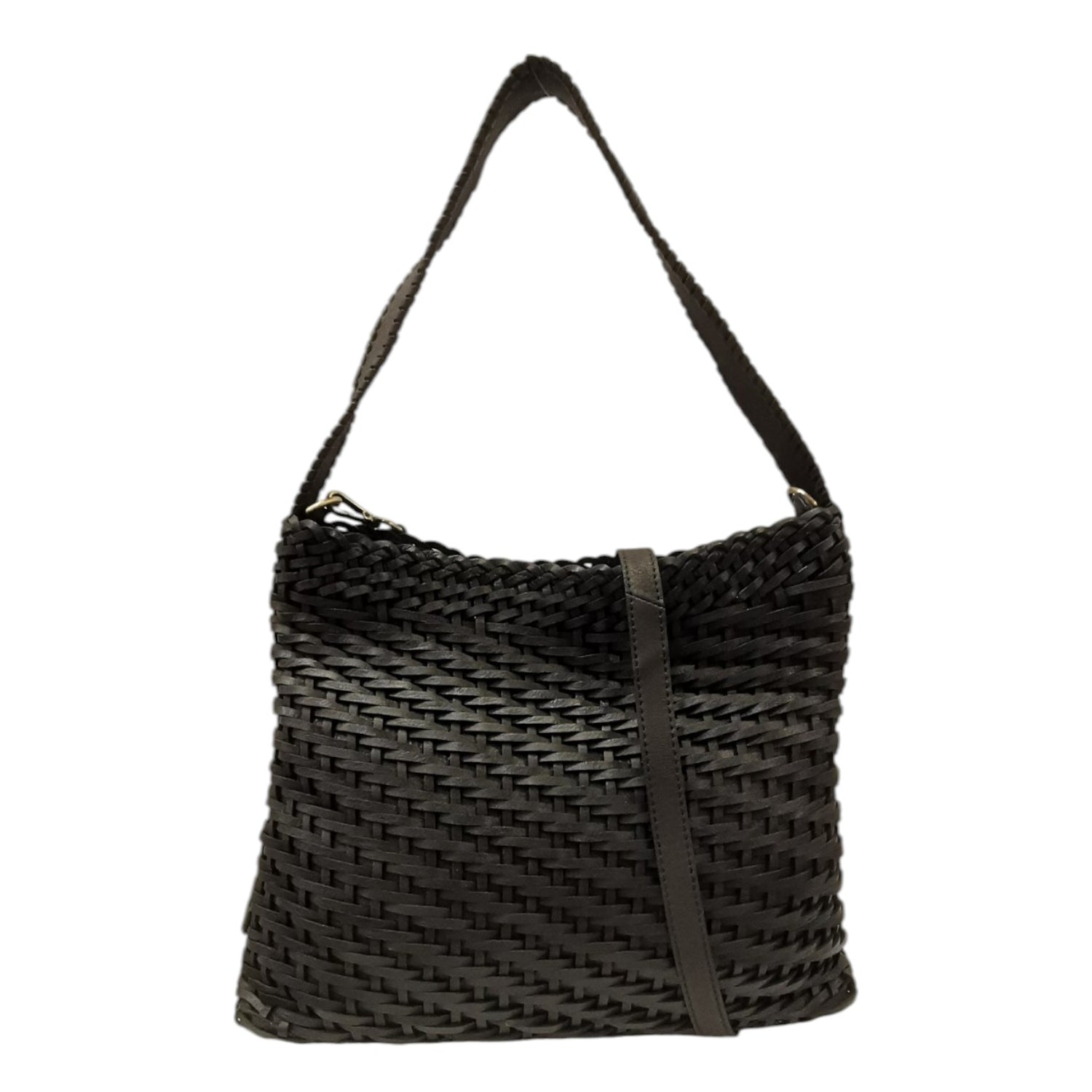 Gianni Conti Borsa a Spalla Linea Hera Donna in Pelle Intrecciata Nera con Tracolla