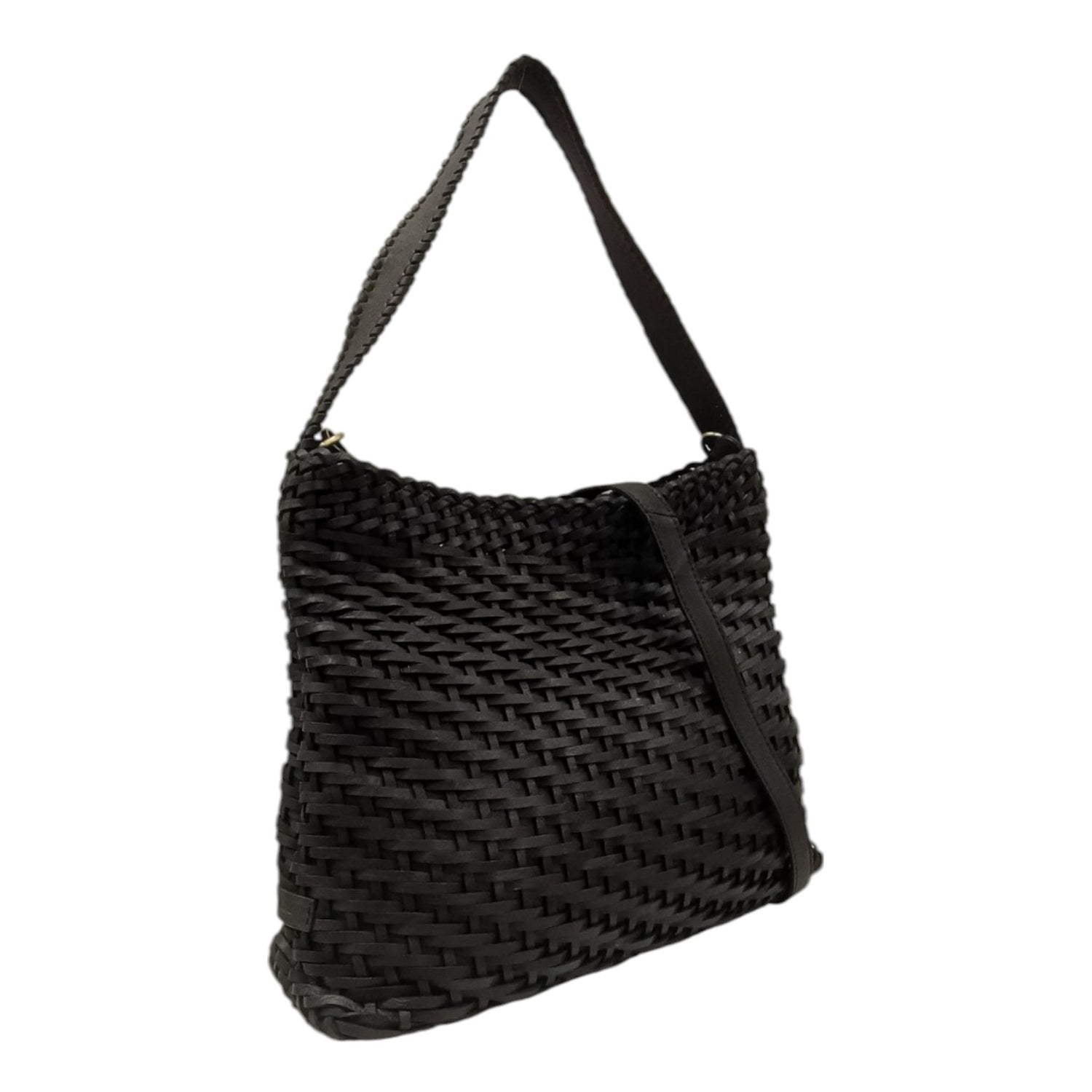 Gianni Conti Borsa a Spalla Linea Hera Donna in Pelle Intrecciata Nera con Tracolla