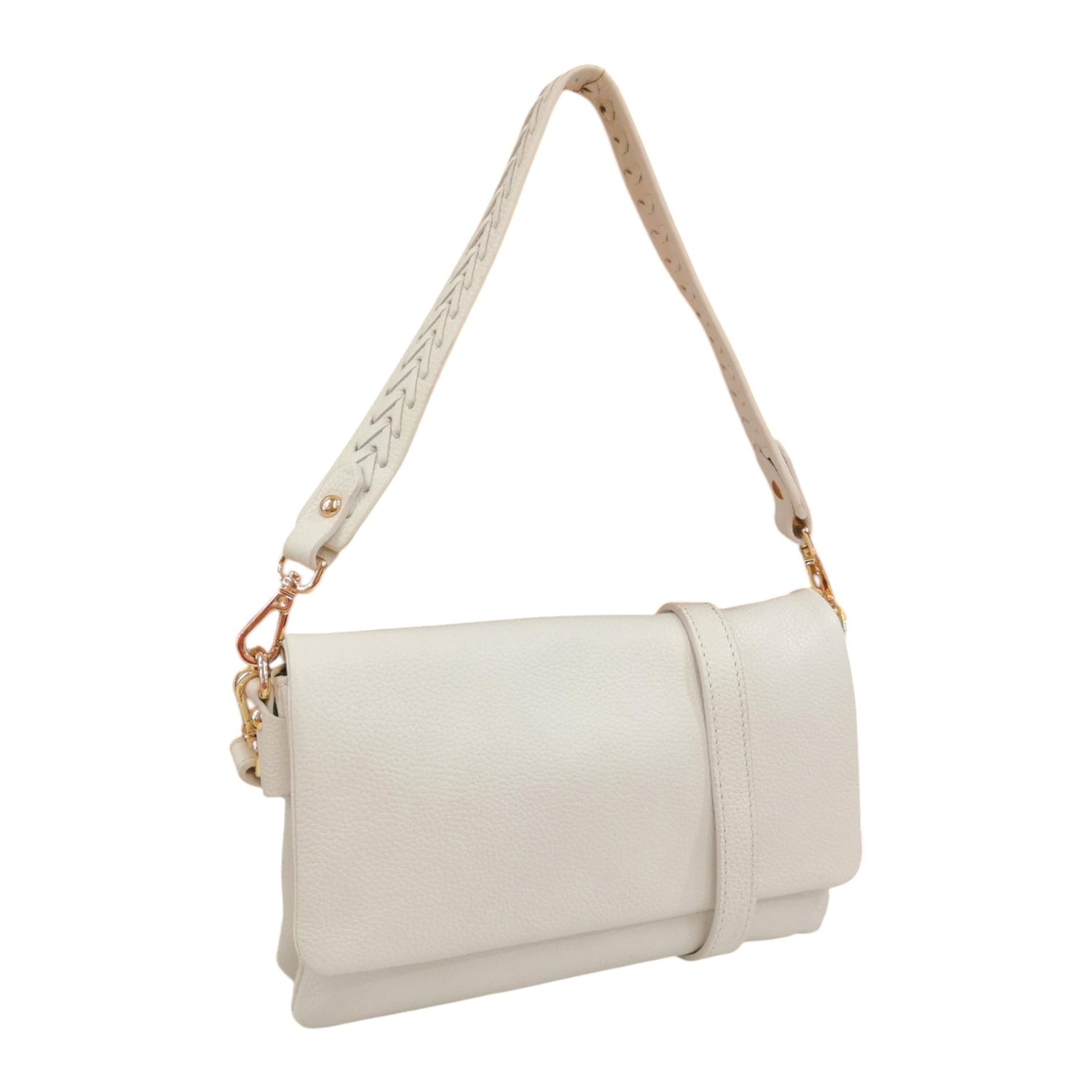 Gianni Conti Borsa a Spalla Donna in Pelle Bianca con Tracolla e Tasca Posteriore