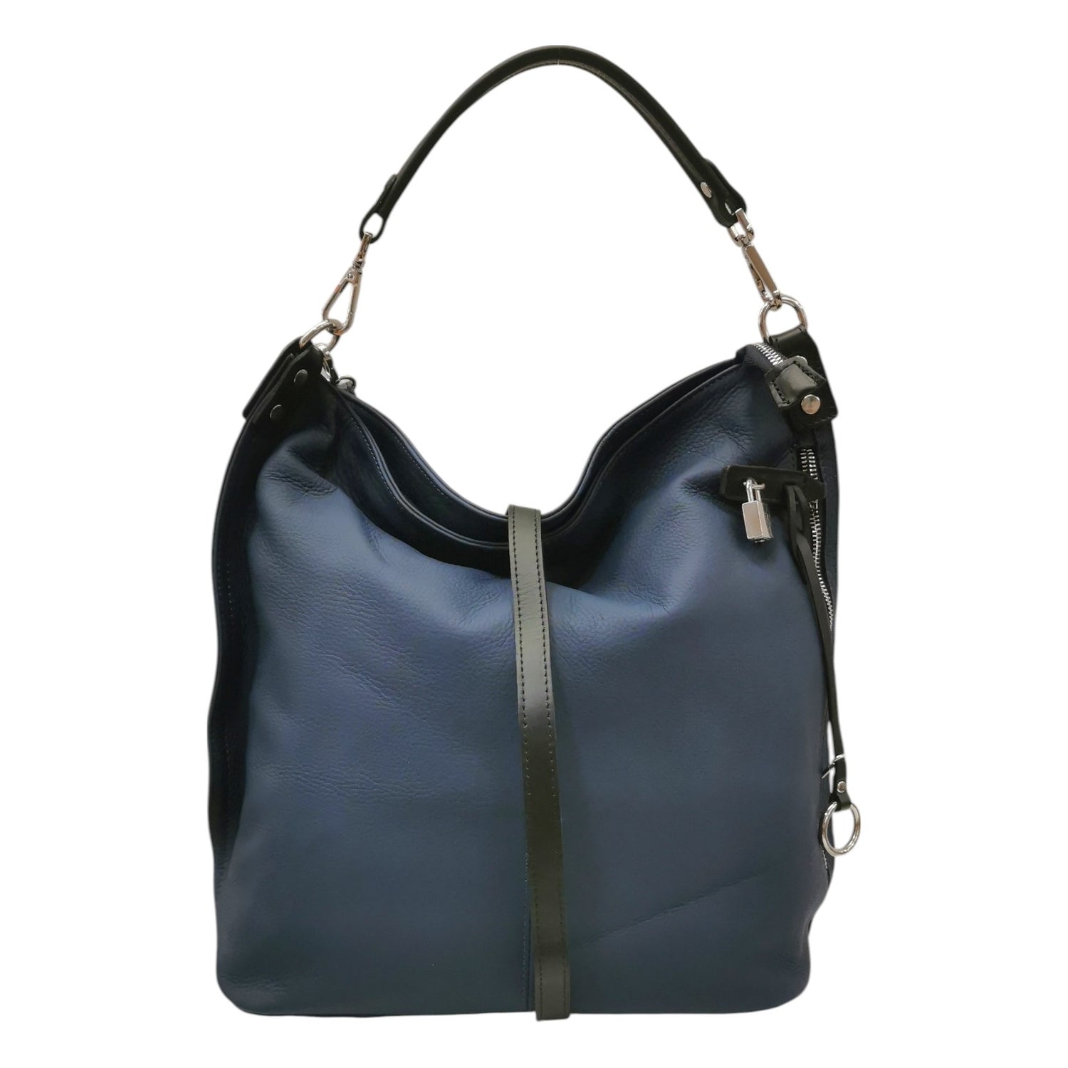 The Trend Borsa a Spalla Donna in Pelle Blu con Tracolla