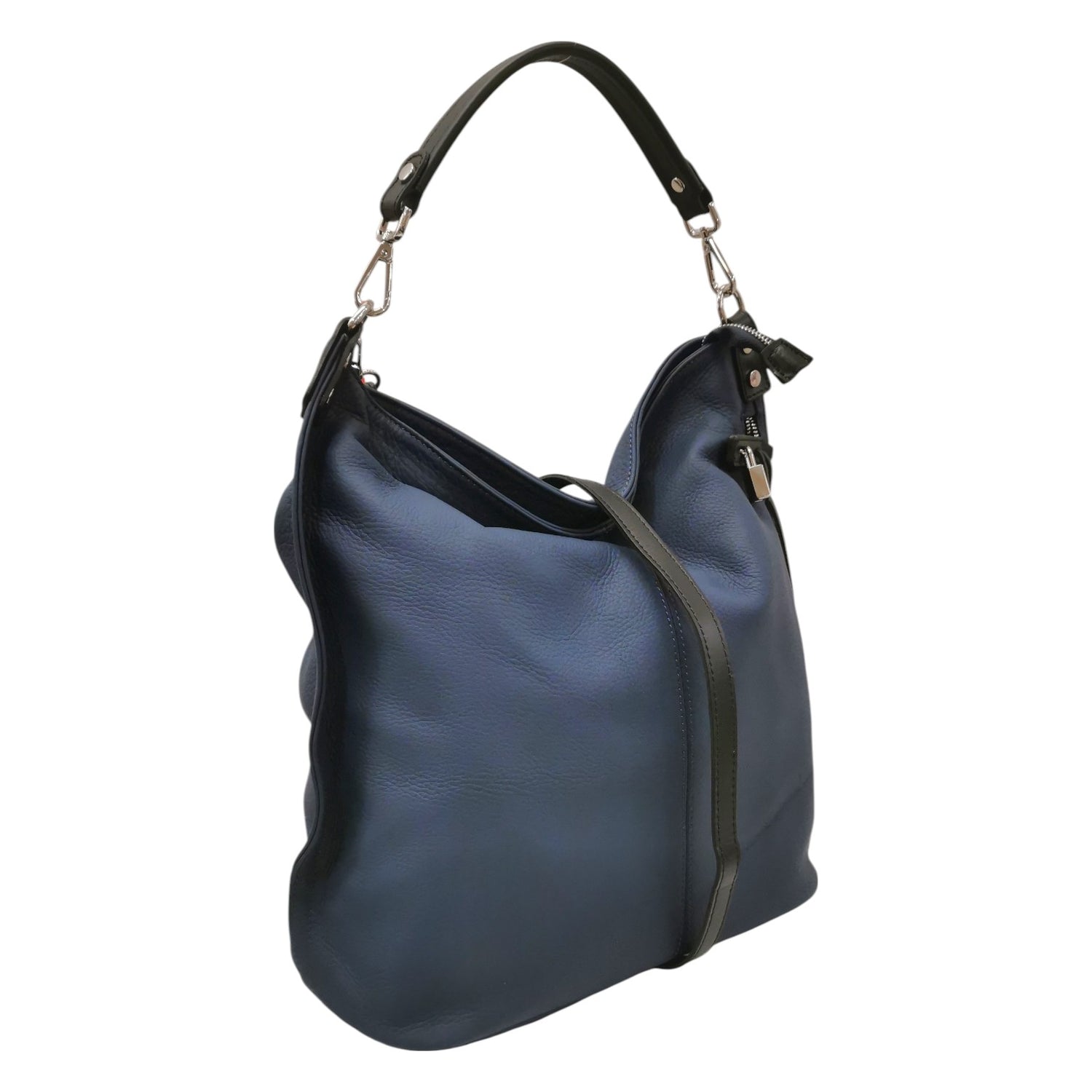 The Trend Borsa a Spalla Donna in Pelle Blu con Tracolla