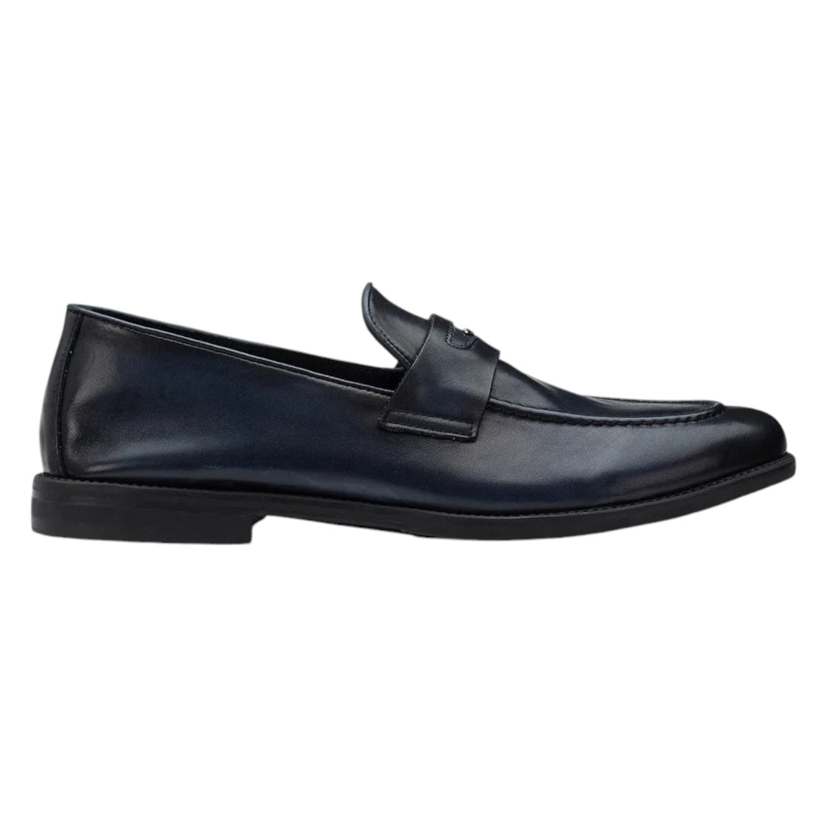 Alberto Guardiani Mocassino Uomo in Pelle Blu con Cuciture in Rilievo