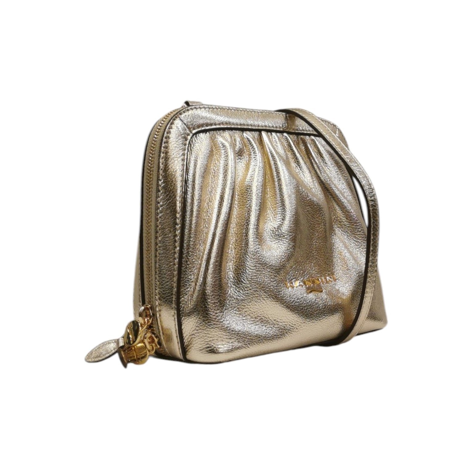 Nannini Firenze Borsa a Tracolla Keira Donna in Pelle Laminata Oro con Logo