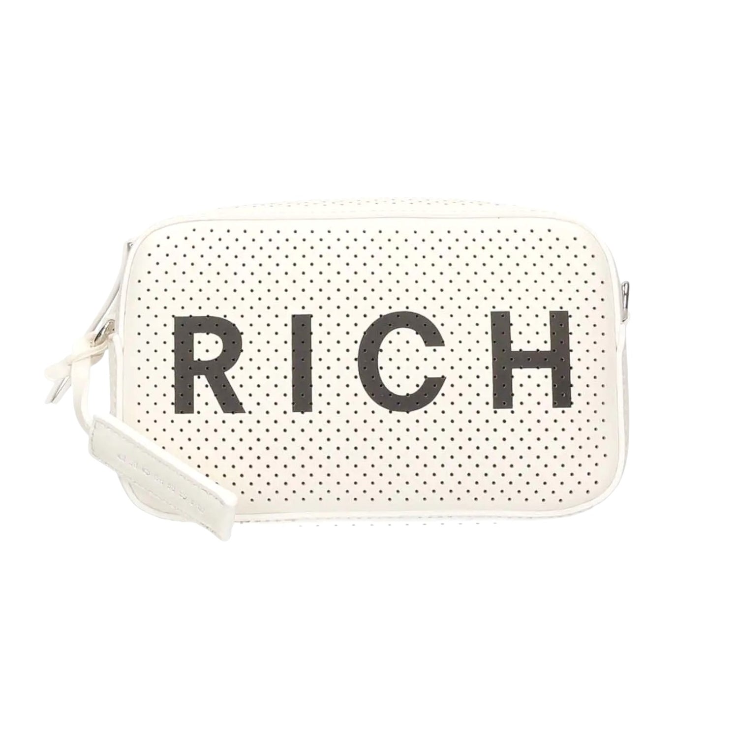 John Richmond Camera Bag Bianco Nero Traforata da Donna