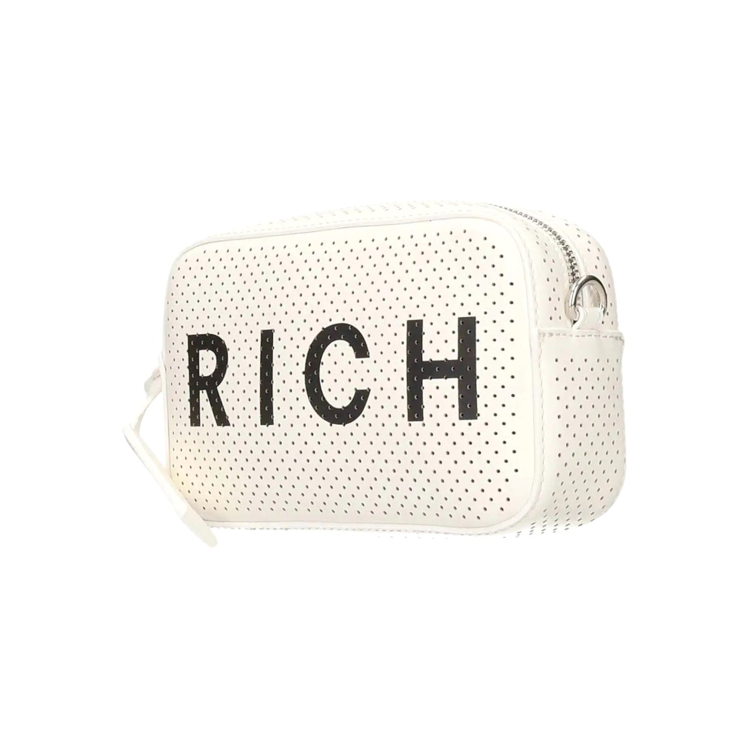 John Richmond Camera Bag Bianco Nero Traforata da Donna