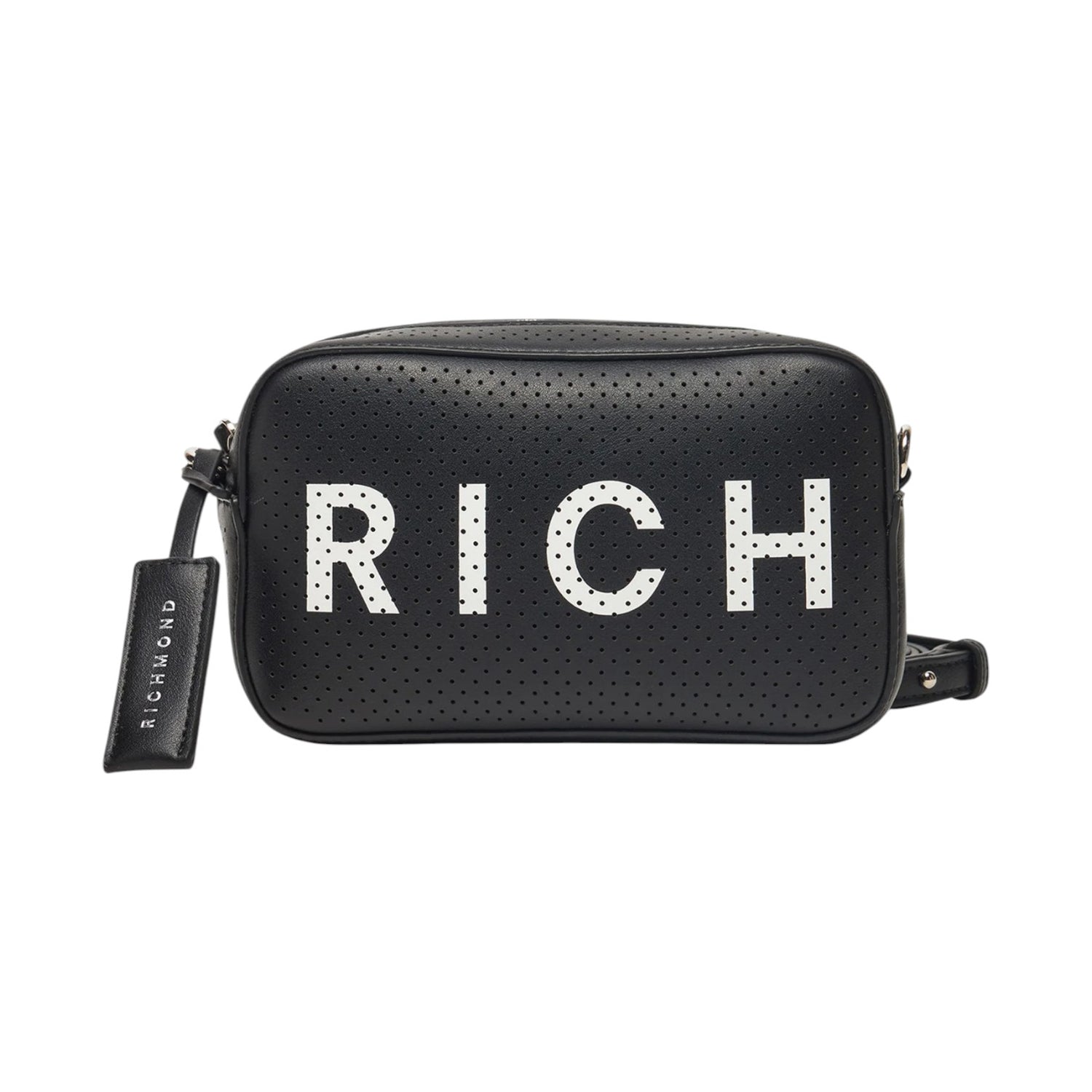 John Richmond Camera Bag Nero Bianco Traforata da Donna