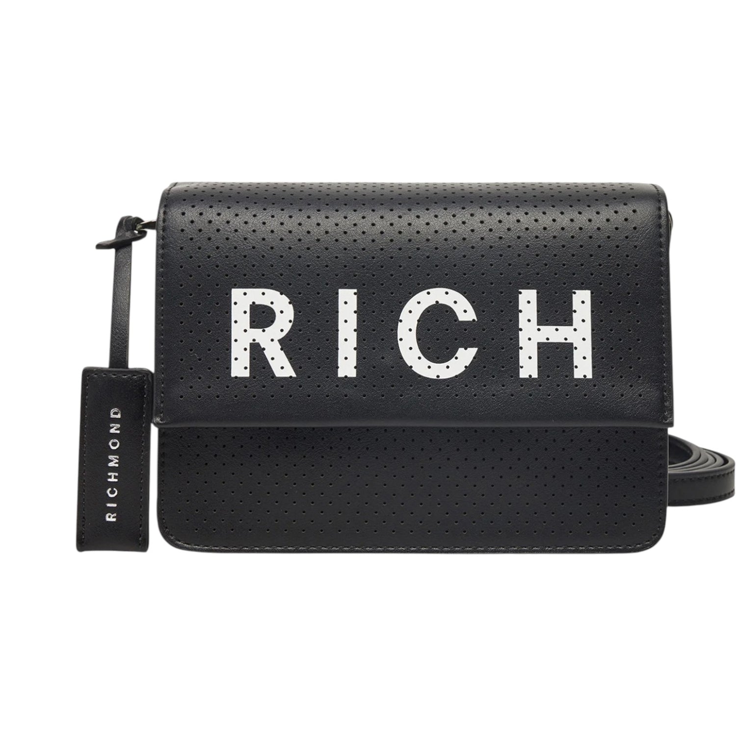 John Richmond Tracolla Nero Bianco Traforata da Donna