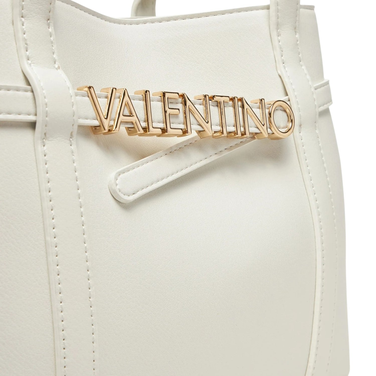 Mario Valentino Borsa a Mano Donna con 3 Scomparti in Colore Bianco con Tracolla e Logo Lettering Frontale