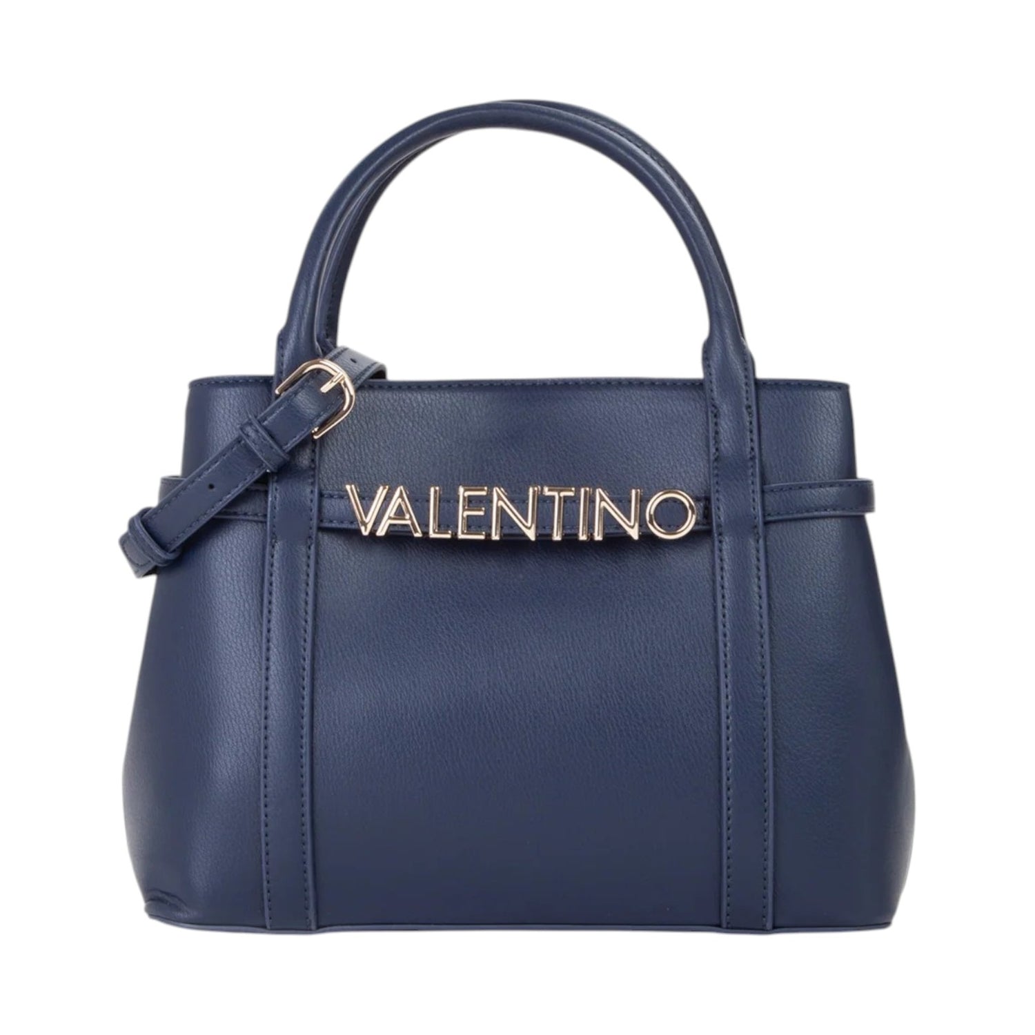 Mario Valentino Borsa a Mano Donna con 3 Scomparti in Colore Blu con Tracolla e Logo Lettering Frontale