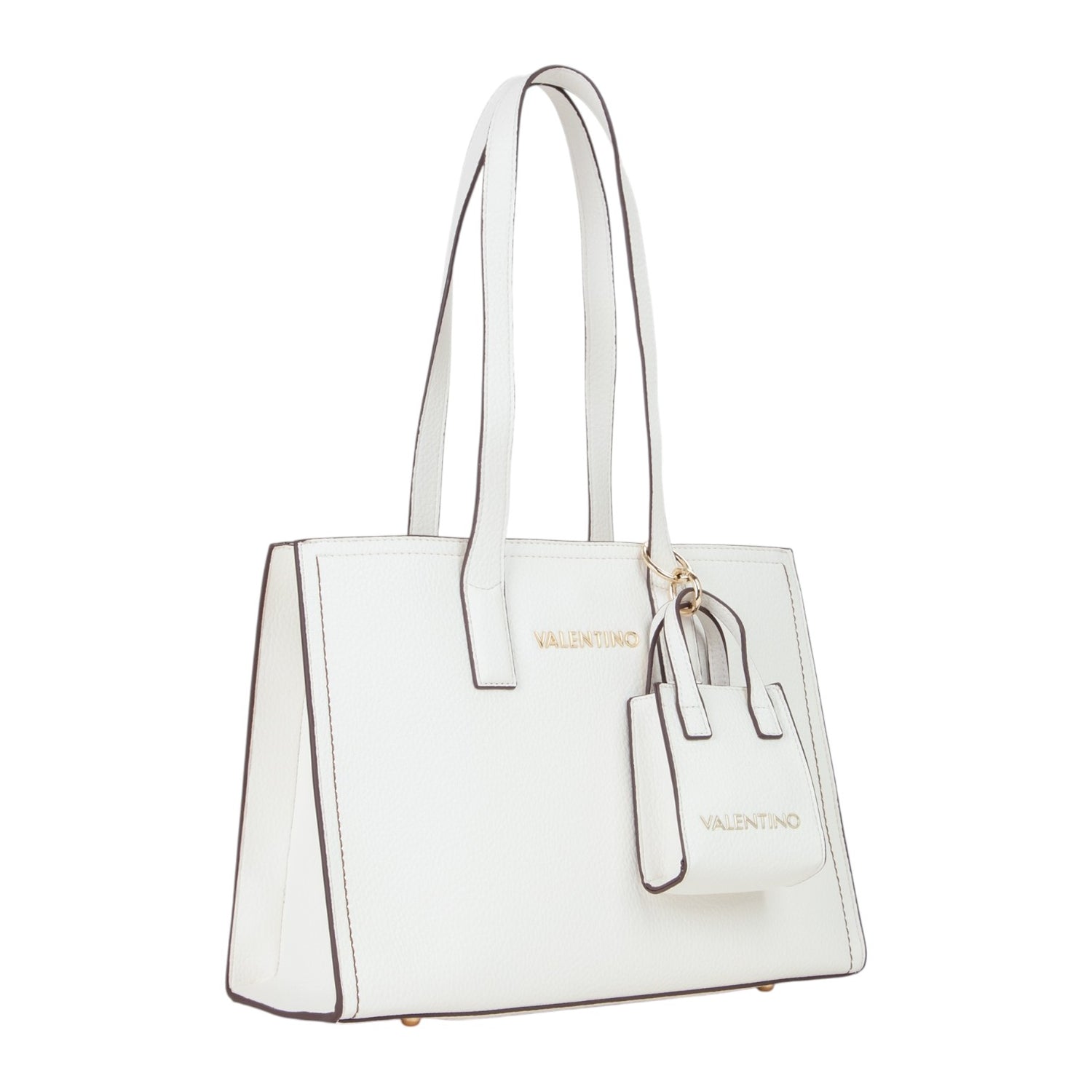 Mario Valentino Shopping Bag Bianca Samantha con Doppia Tracolla da Donna