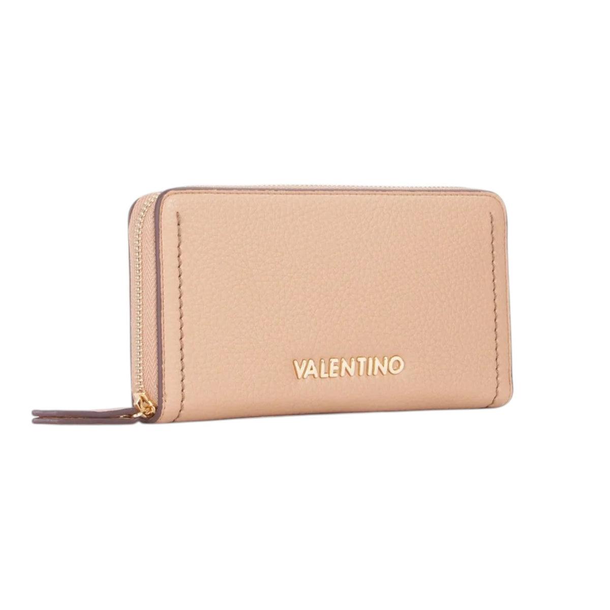 Mario Valentino Portafoglio Donna Grande Zip Around Beige con Cuciture a Contrasto