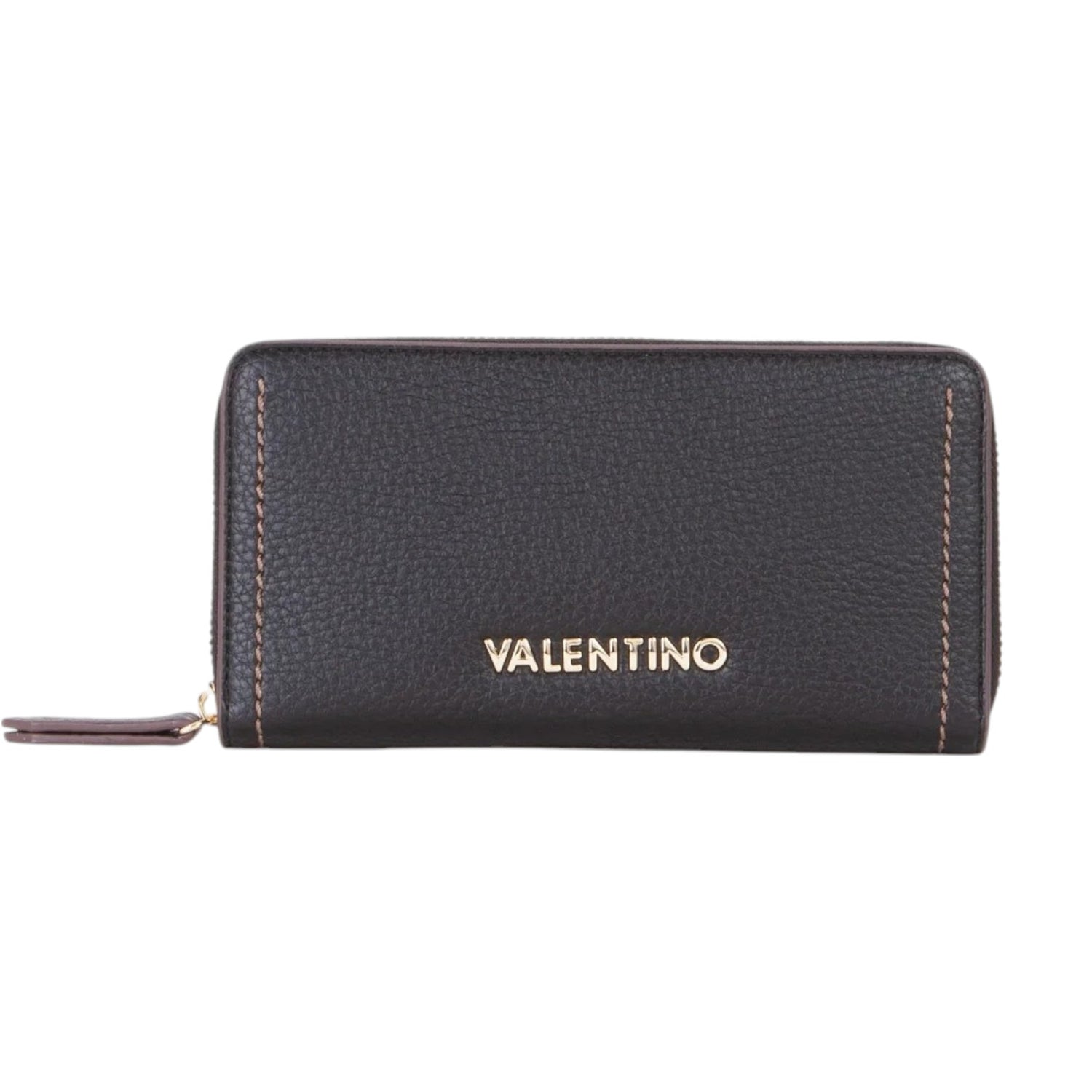 Mario Valentino Portafoglio Grande Donna Nero con Cuciture a Contrasto e Zip