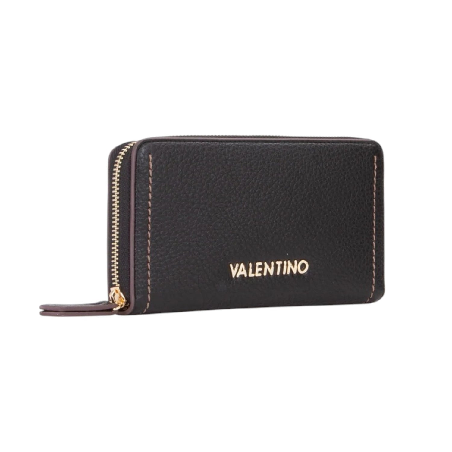 Mario Valentino Portafoglio Grande Donna Nero con Cuciture a Contrasto e Zip