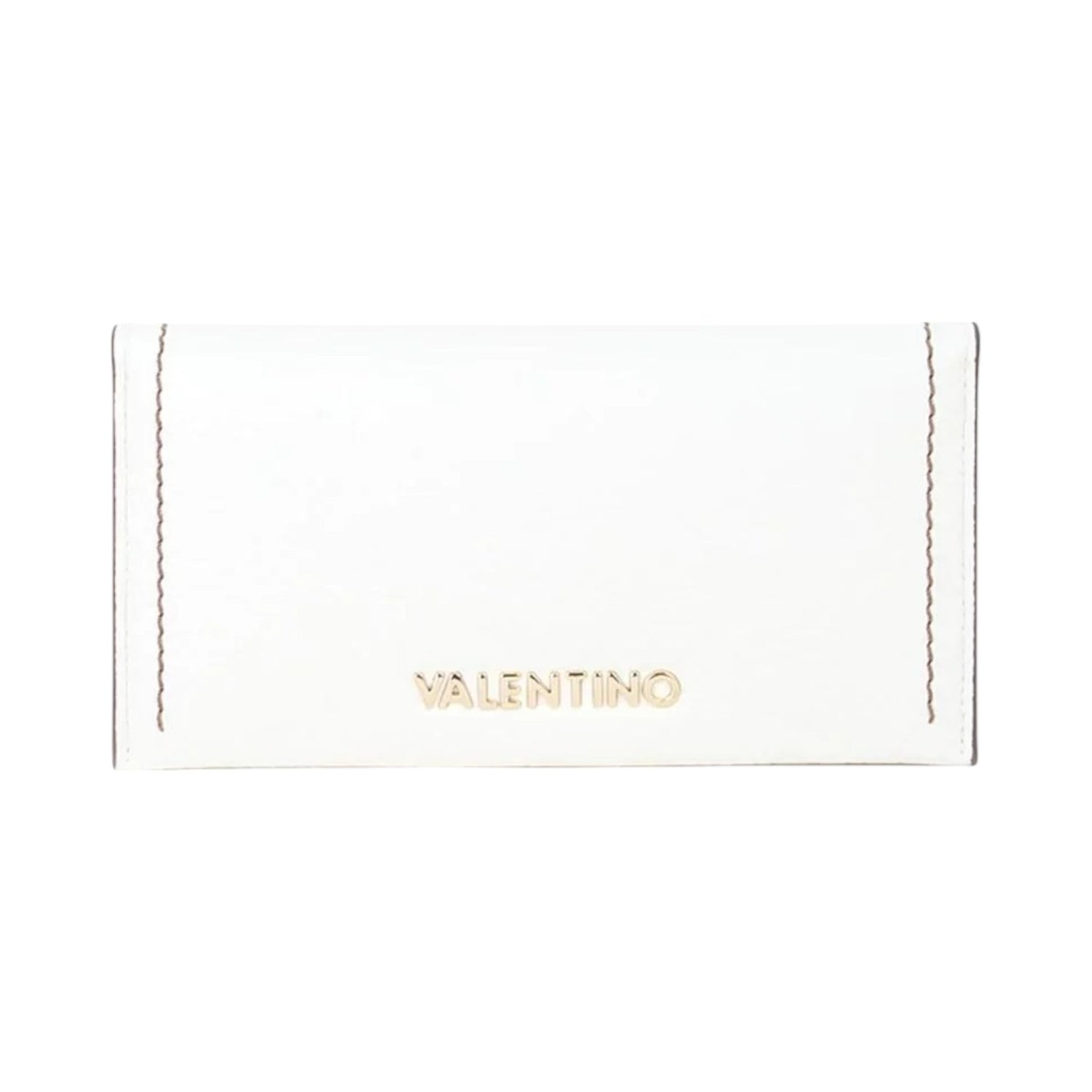 Mario Valentino Portafoglio Grande Donna Bianco con Cuciture a Contrasto e Chiusura con Bottone