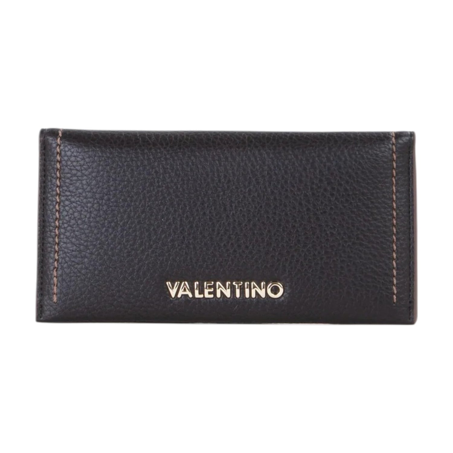 Mario Valentino Portafoglio Grande Donna in Pelle Sintetica Nero con Cuciture a Contrasto e Chiusura con Bottone