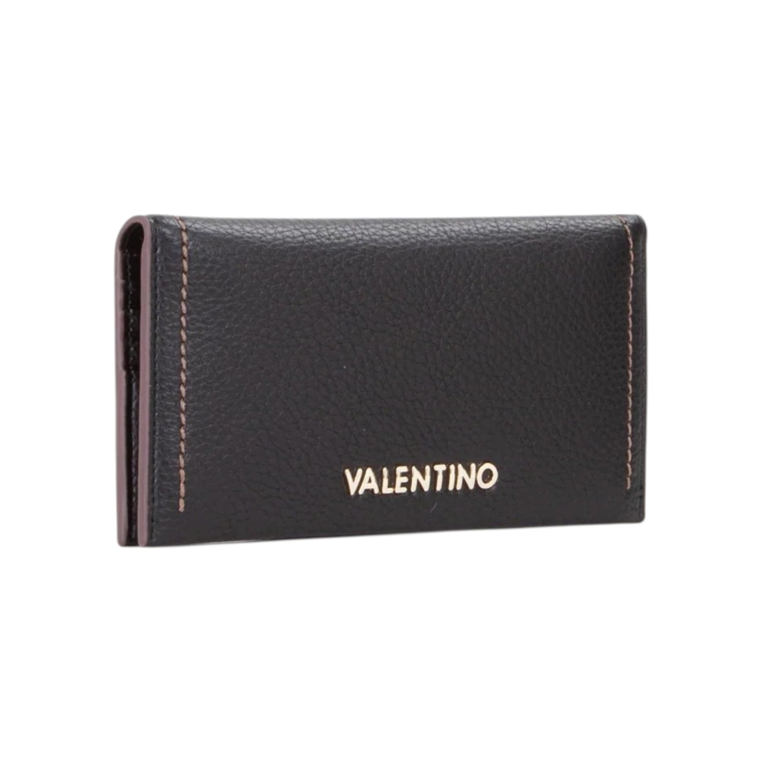 Mario Valentino Portafoglio Grande Donna in Pelle Sintetica Nero con Cuciture a Contrasto e Chiusura con Bottone