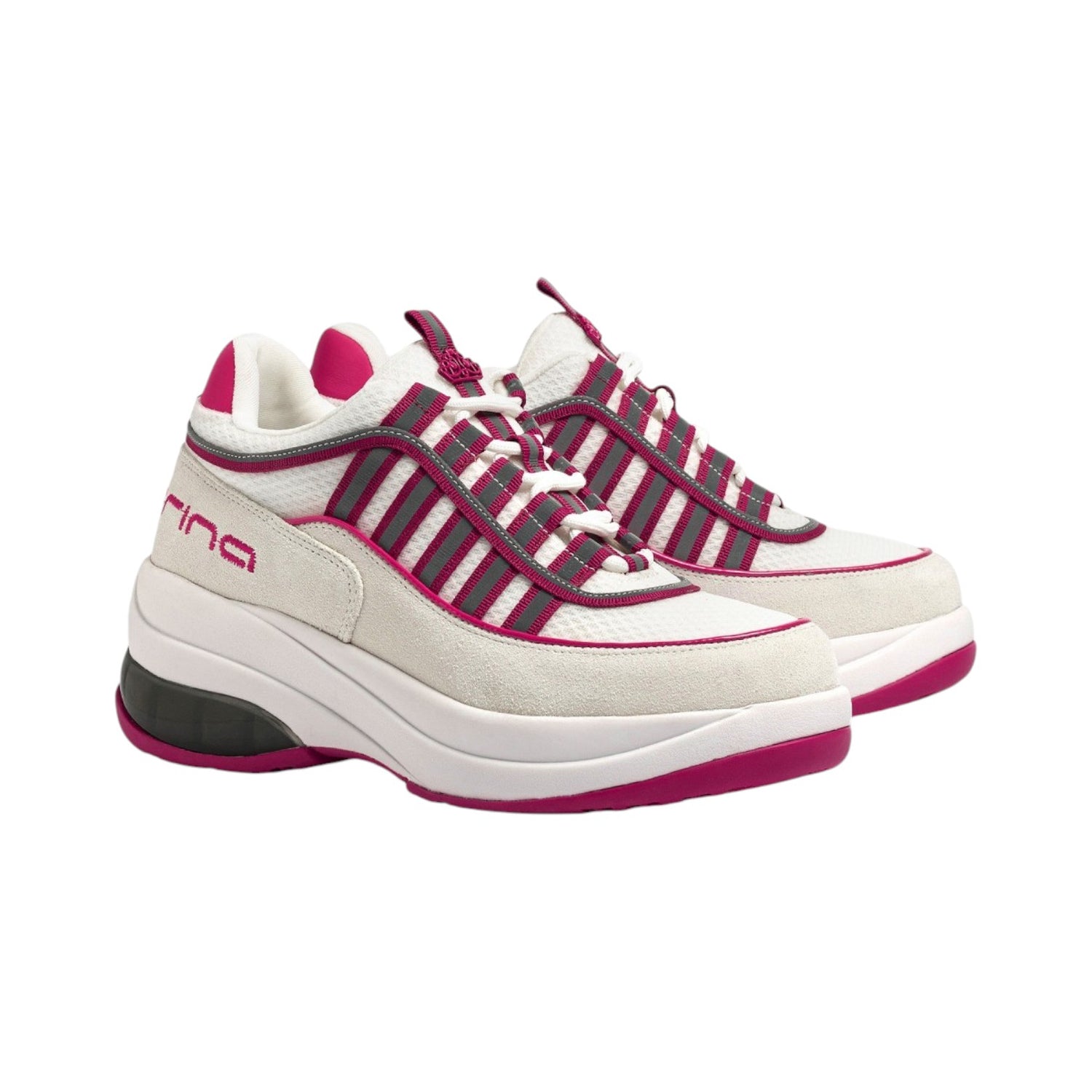 Fornarina Up Sneakers Bianca Fucsia Platform da Donna