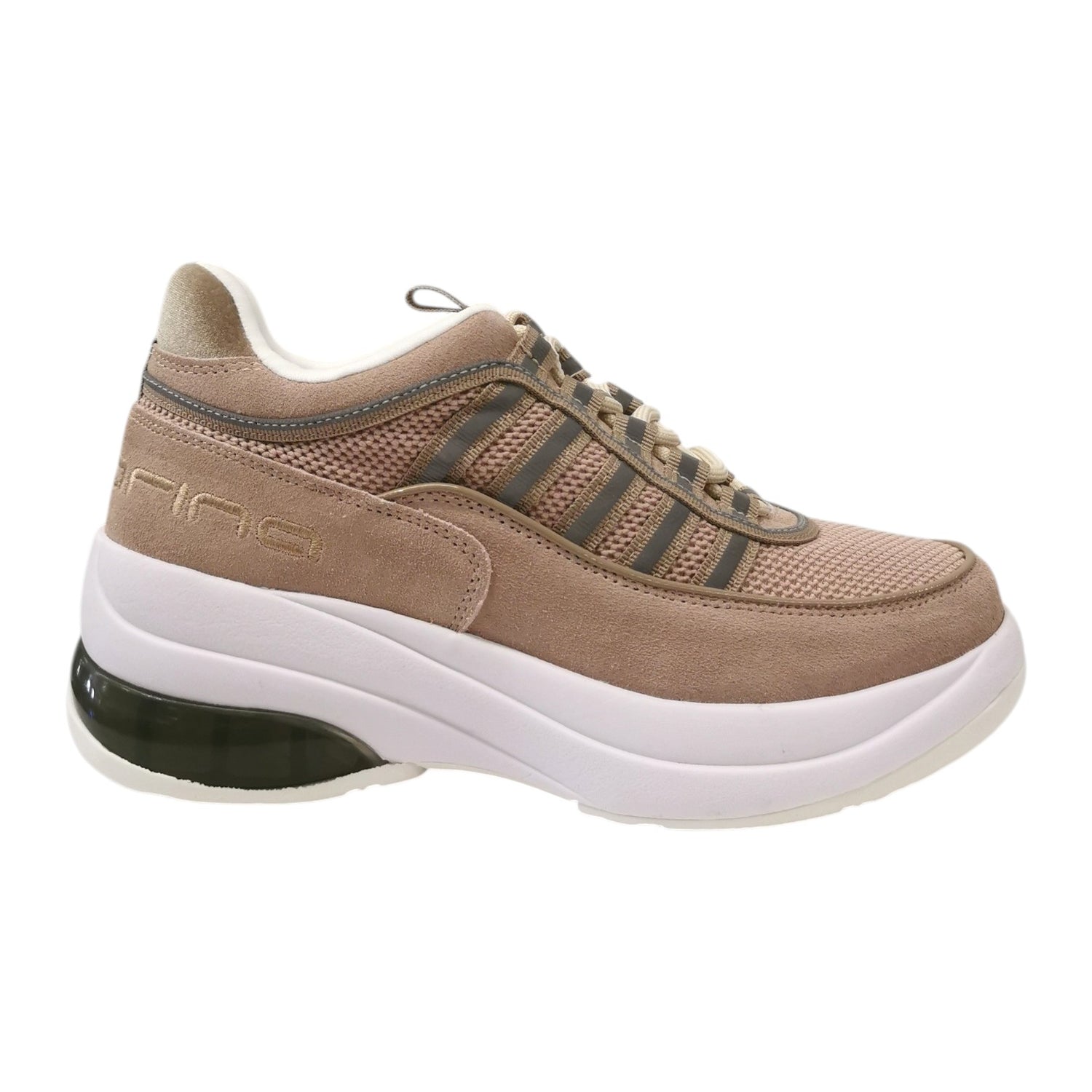 Fornarina Up Sneakers Platform Donna in Camoscio e Tessuto Rosa Tortora