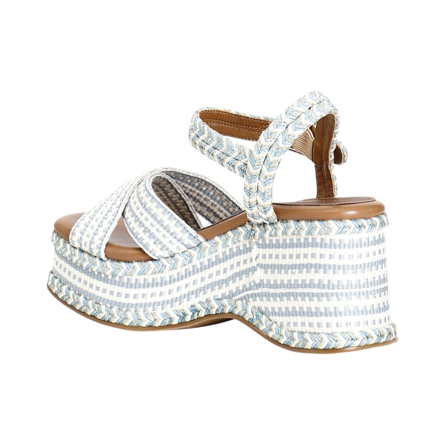 Cafènoir Sandalo Bianco Celeste in Tessuto con Zeppa da Donna