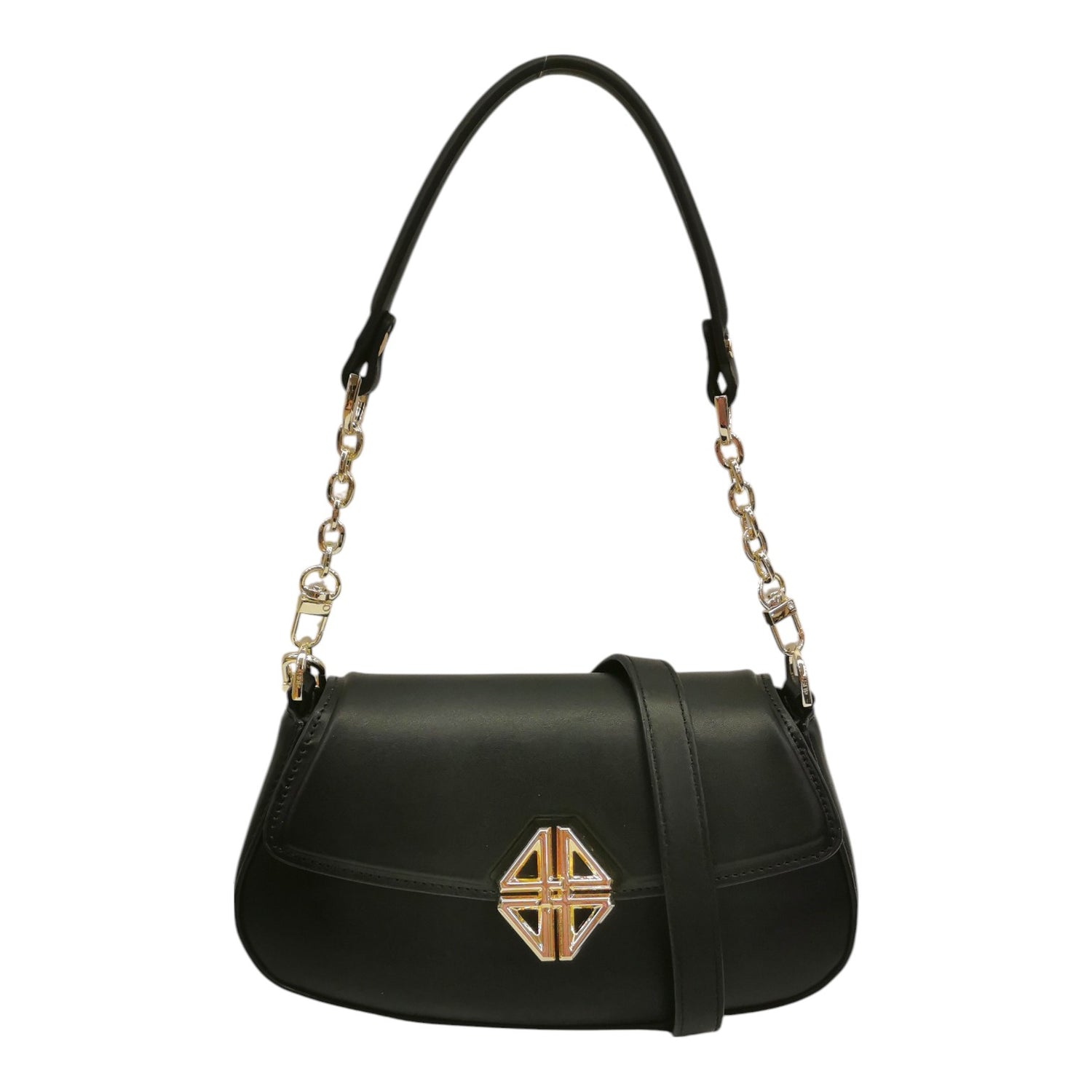 4US Borsa a Spalla Nera con Tracolla da Donna