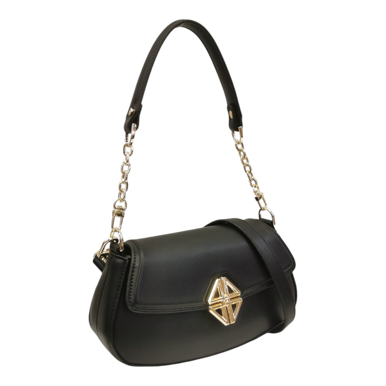 4US Borsa a Spalla Nera con Tracolla da Donna