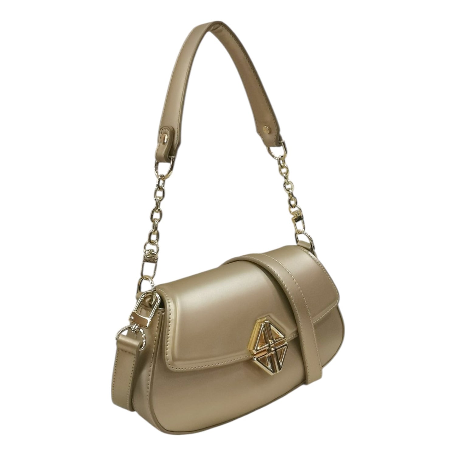 4US Borsa a Spalla Oro con Tracolla da Donna