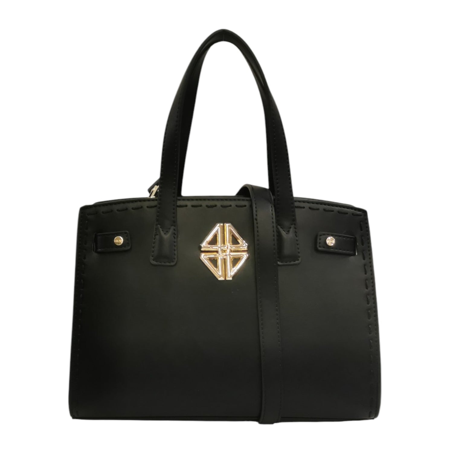 4US Borsa a Mano Nera con Tracolla da Donna