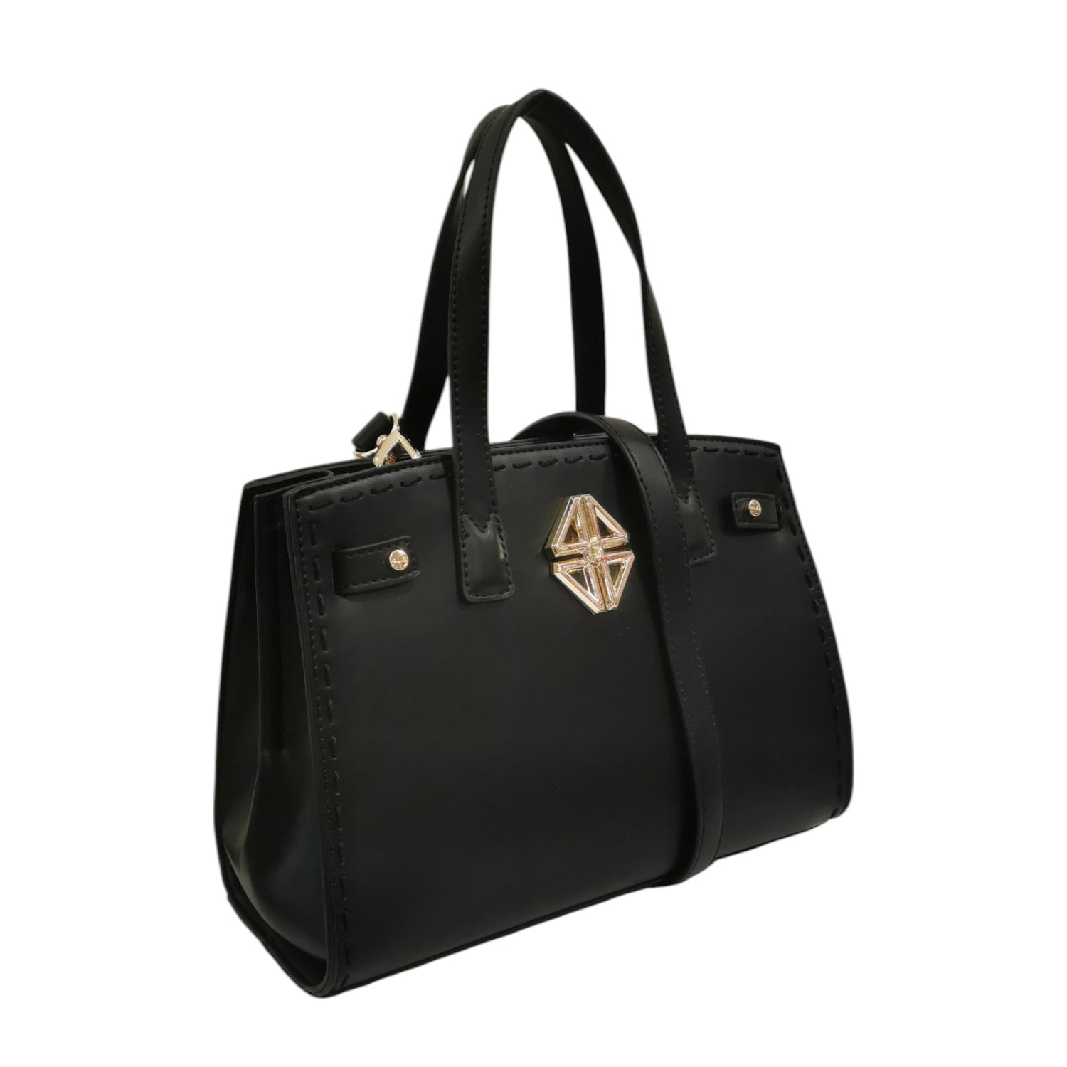 4US Borsa a Mano Nera con Tracolla da Donna