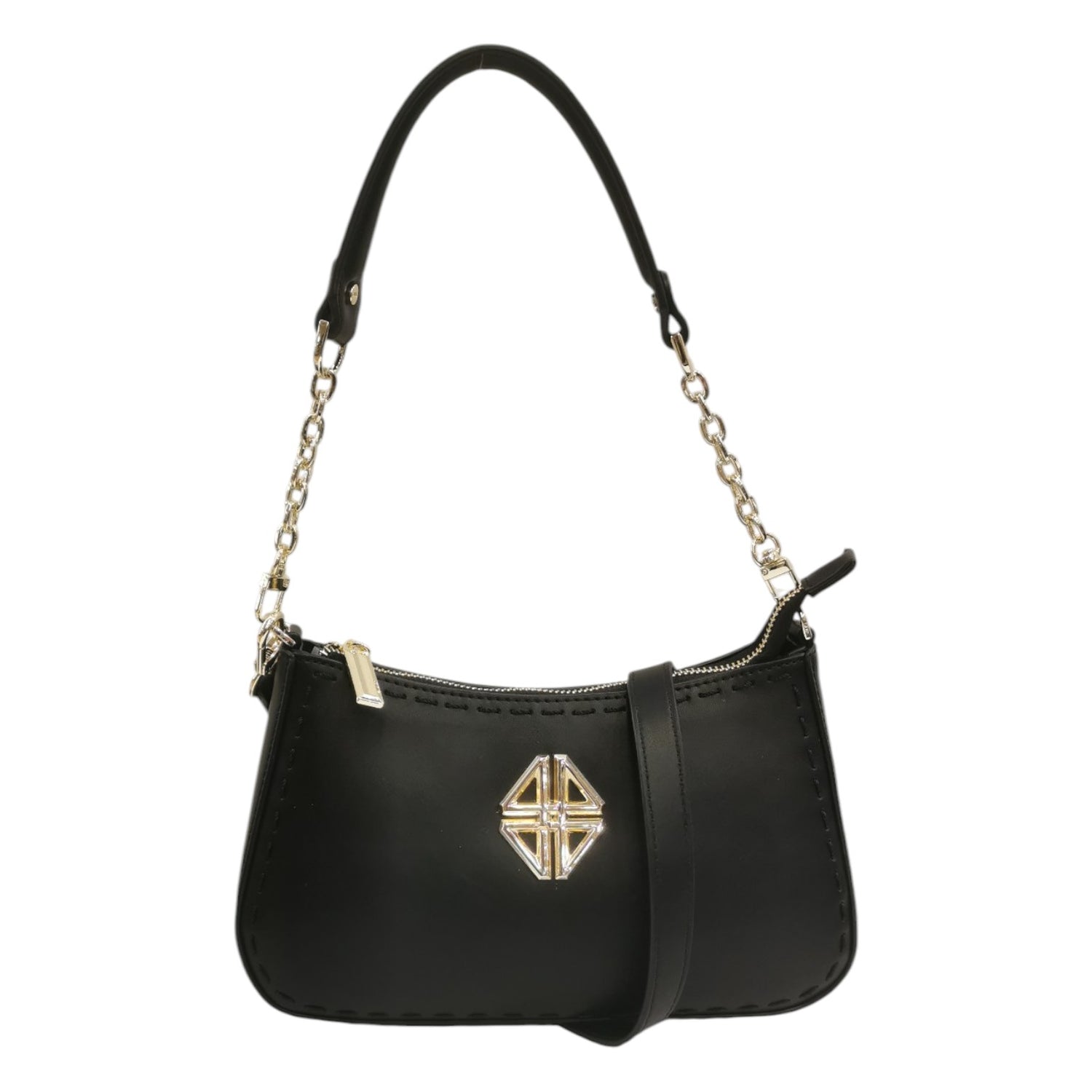 4US Borsa a Spalla Nera con Tracolla da Donna