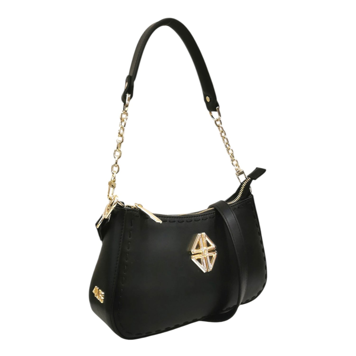 4US Borsa a Spalla Nera con Tracolla da Donna