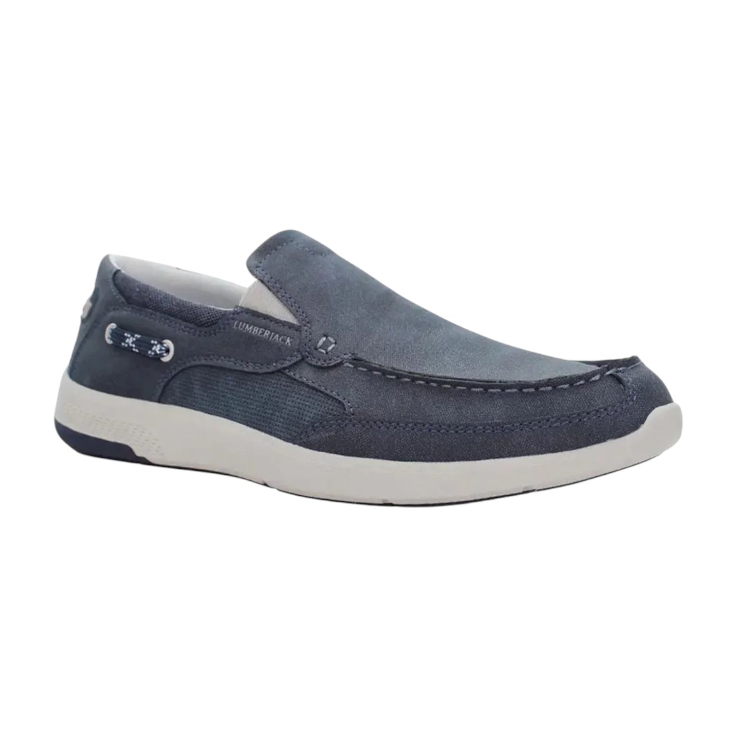 Lumberjack Mocassino Stile Barca Uomo in Nabuck Blu con Elastici Laterali