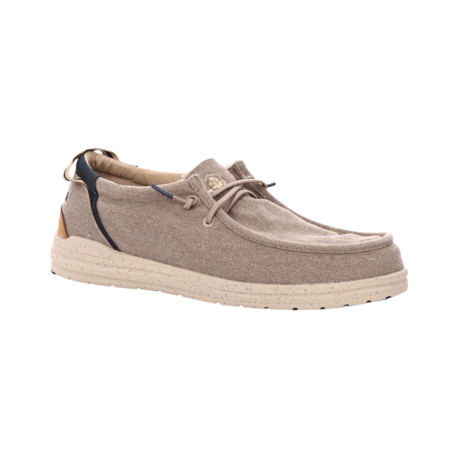 Lumberjack Mocassino Uomo in Tessuto Beige con Lacci Finti e Dettagli Neri