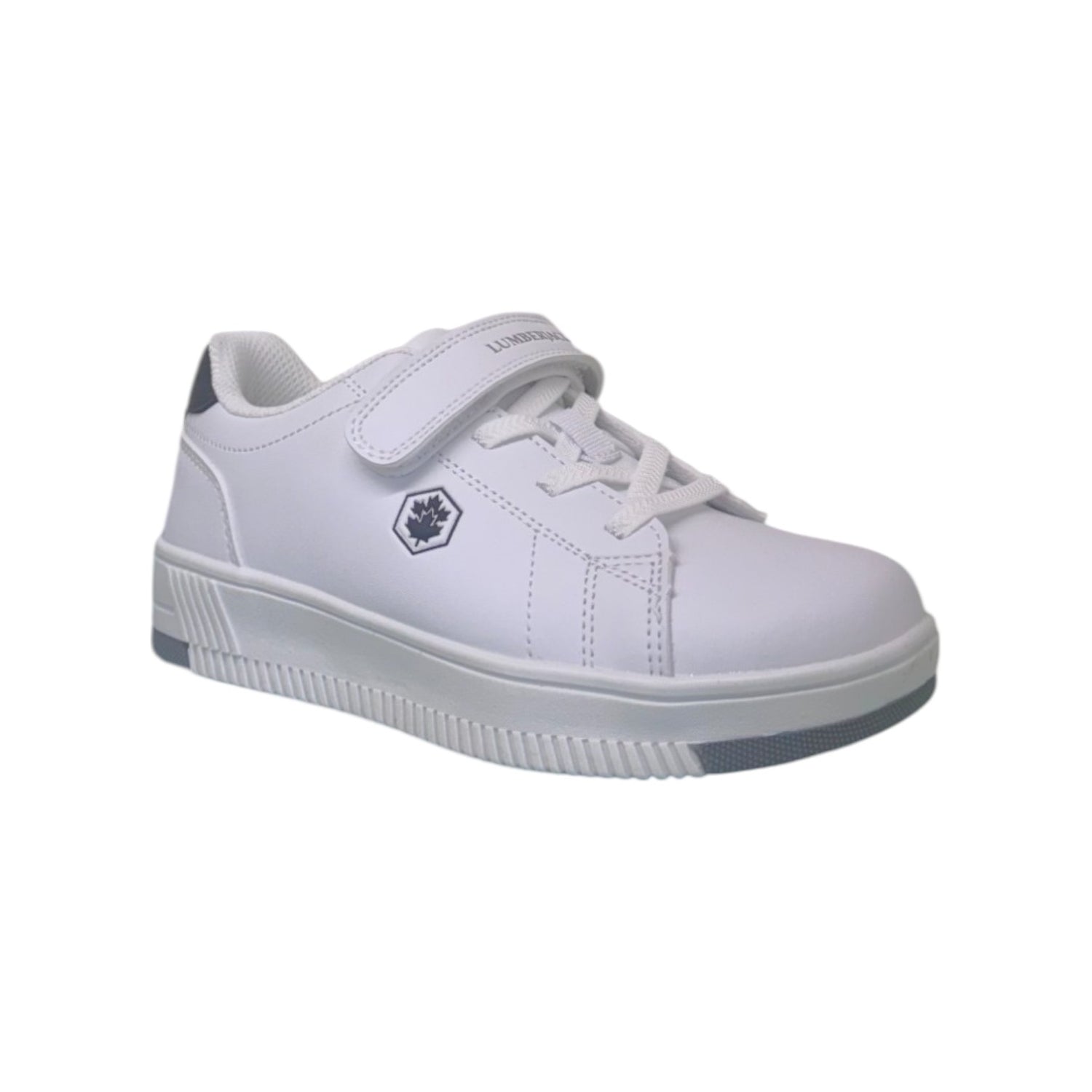 Lumberjack Sneakers Bambino in Ecopelle Bianca con Strappo e Lacci Elasticizzati