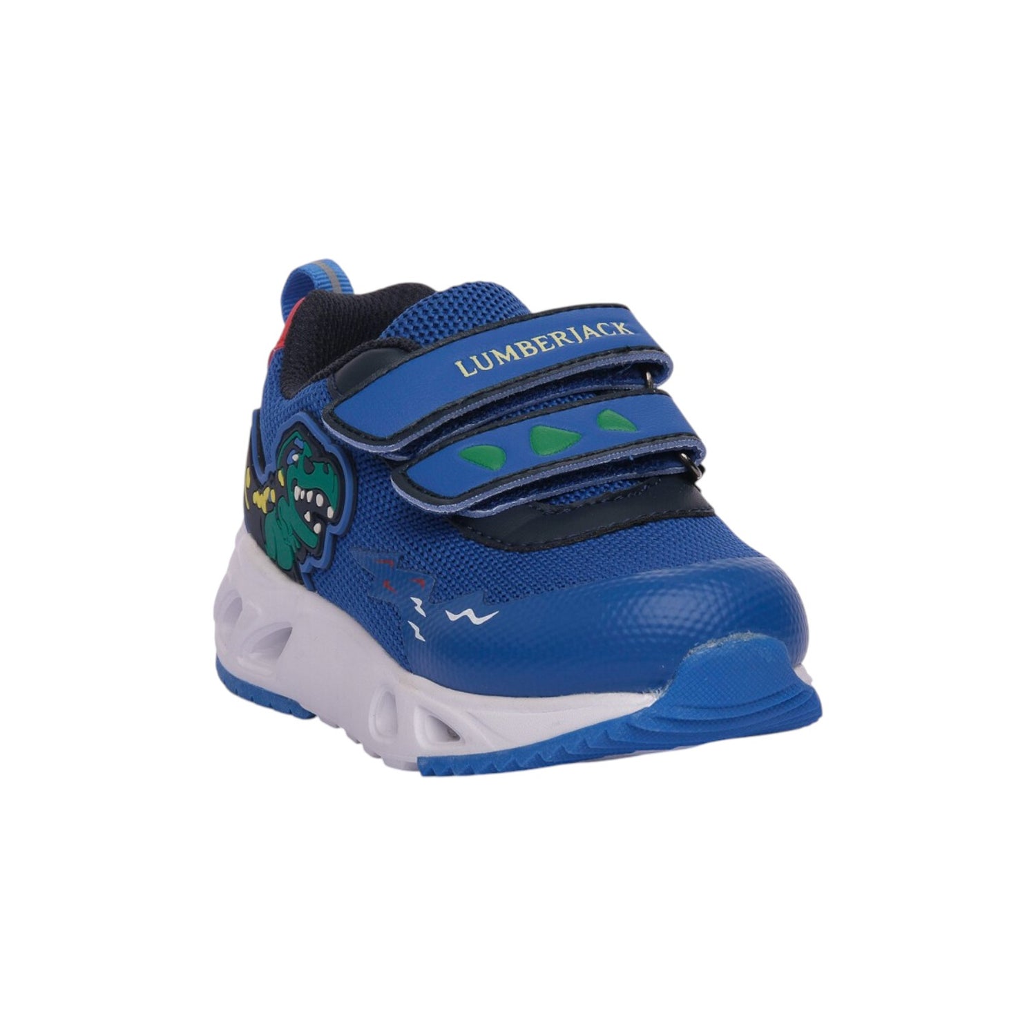 Lumberjack Sneakers Bambino in Tessuto e Ecopelle Blu con Dinosauro e Luci