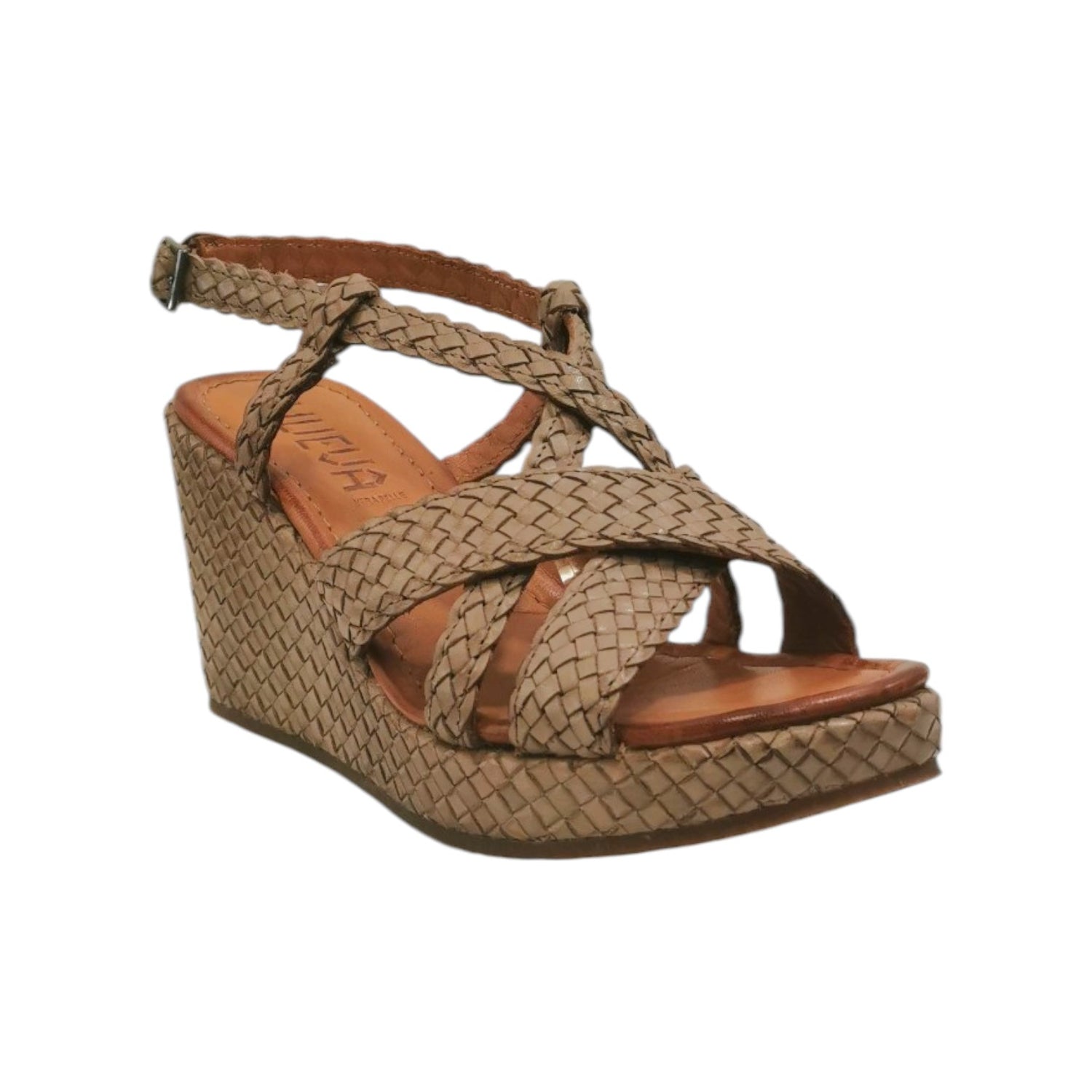 Vueva Sandalo Tortora Intrecciata con Zeppa da Donna