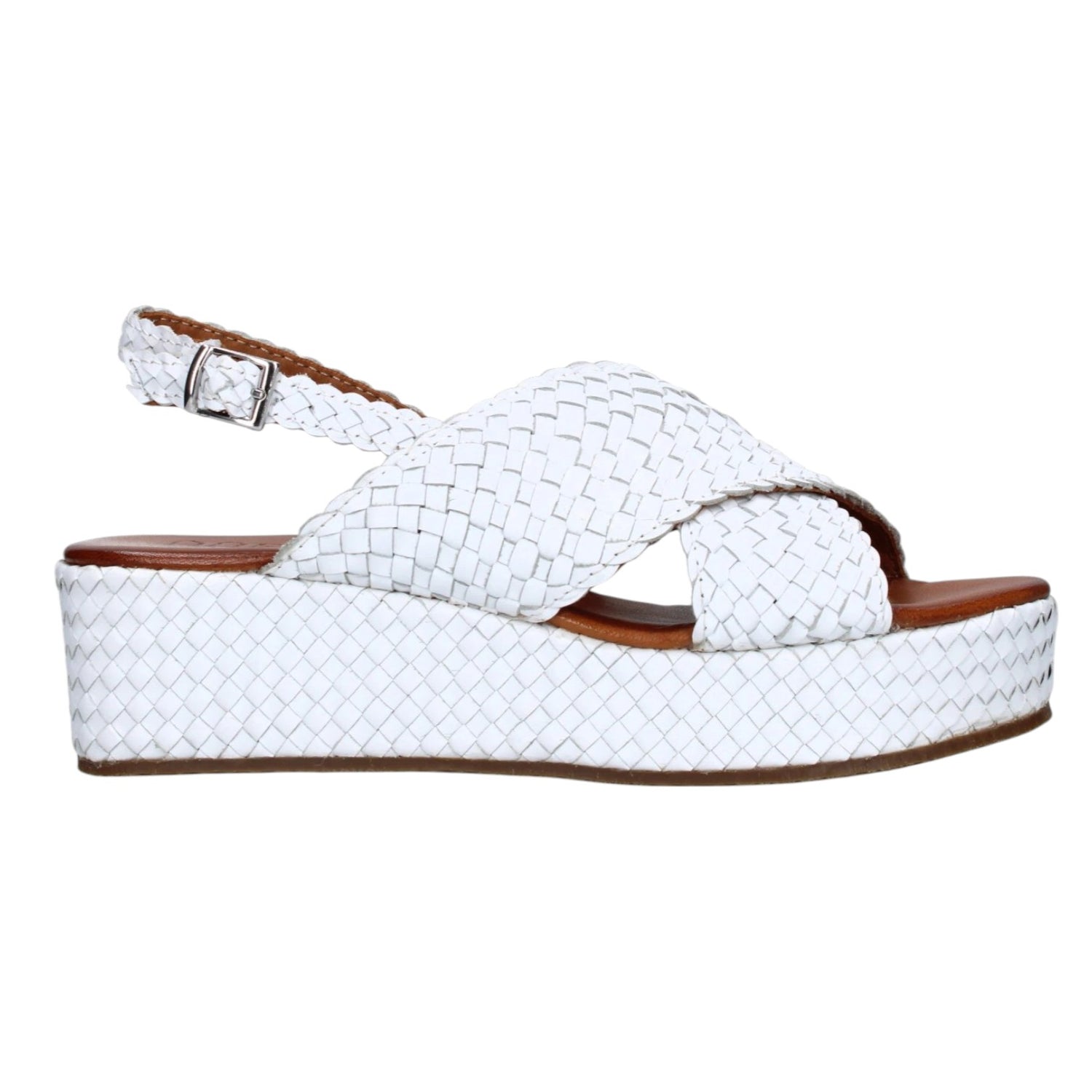 Vueva Sandalo Bianco Intrecciato con Zeppa da Donna