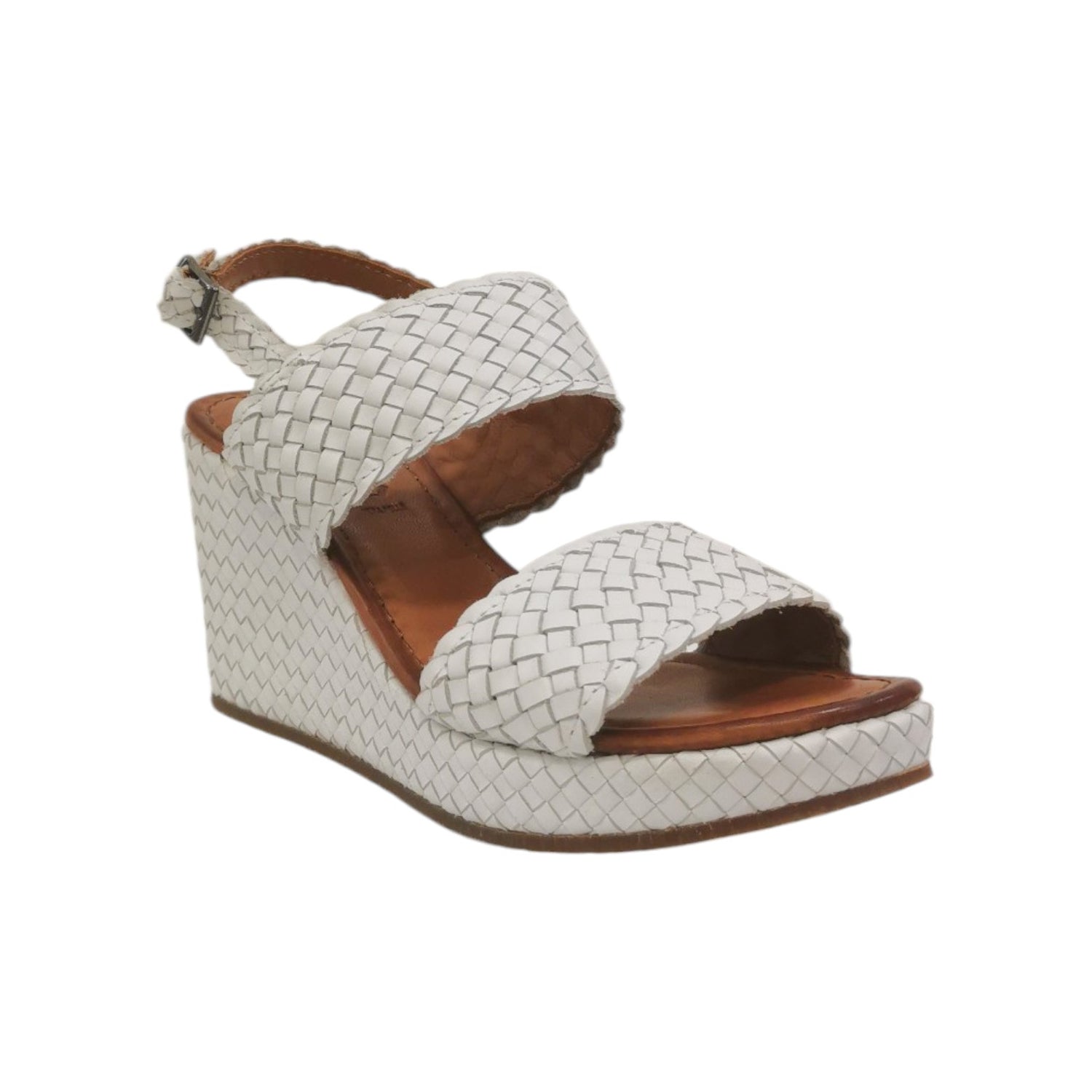 Vueva Sandalo Bianco Intrecciato con Zeppa da Donna