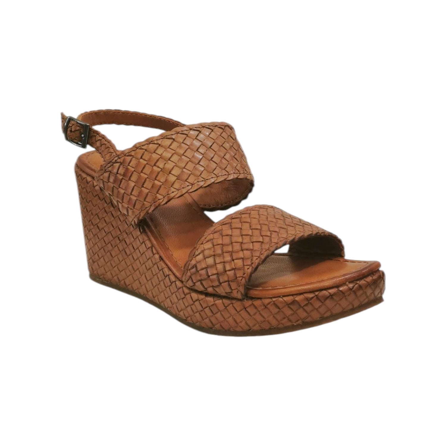 Vueva Sandalo Cuoio Intrecciato con Zeppa da Donna