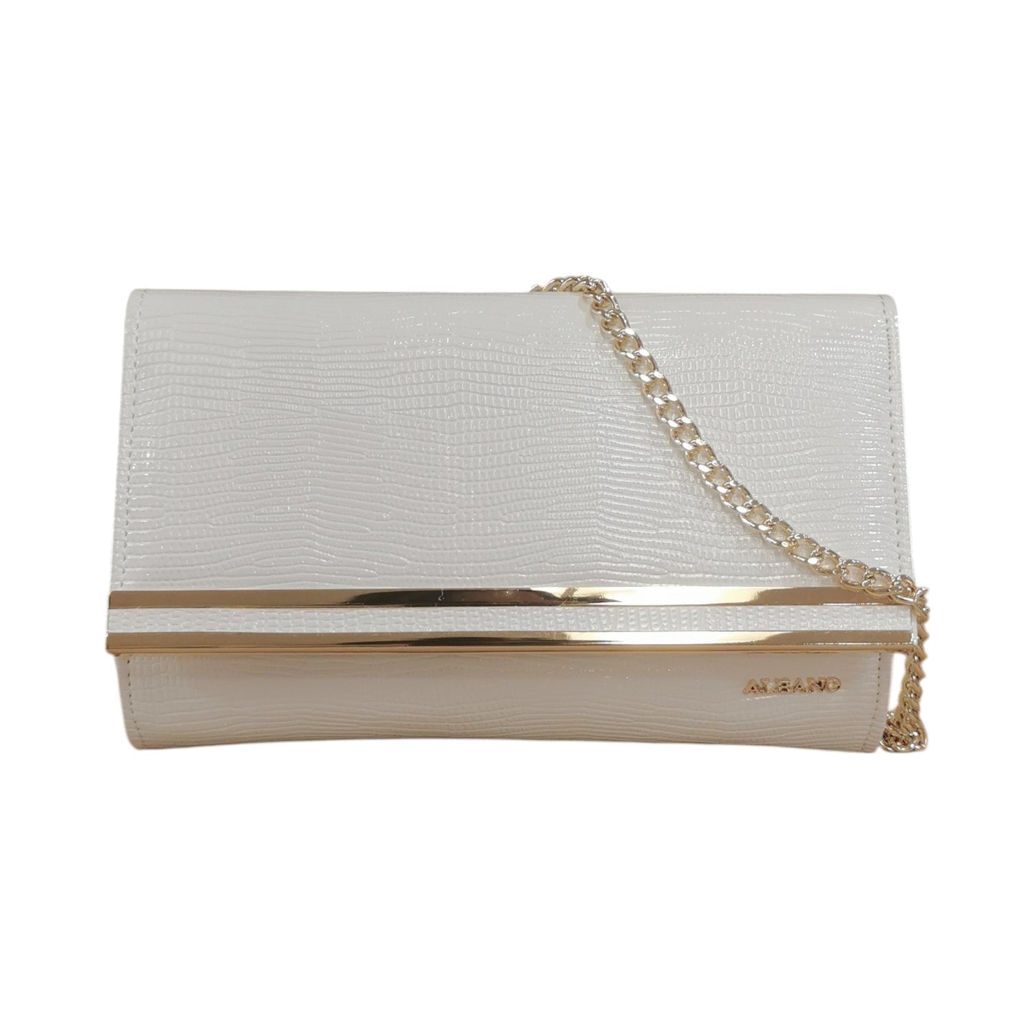 Albano Pochette Bianca Effetto Cocco con Tracolla da Donna