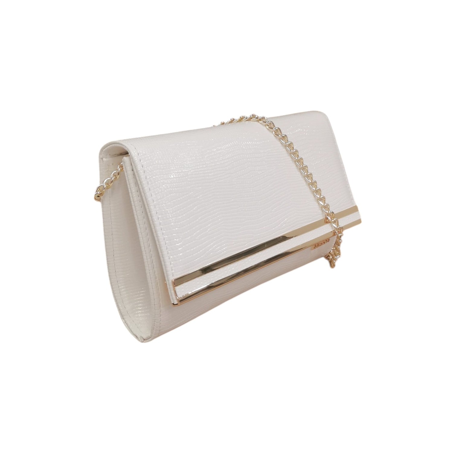 Albano Pochette Bianca Effetto Cocco con Tracolla da Donna
