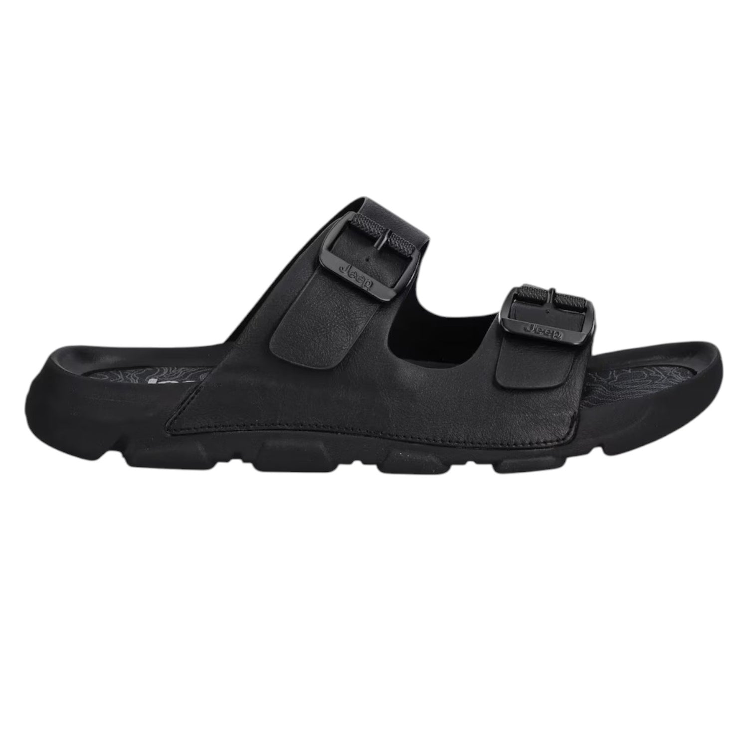 Jeep Ciabatta Uomo in Ecopelle Nera con Doppia Fibbia