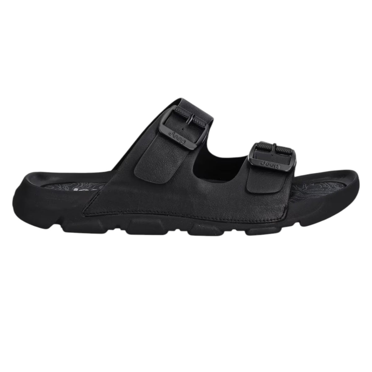 Jeep Ciabatta Uomo in Ecopelle Nera con Doppia Fibbia
