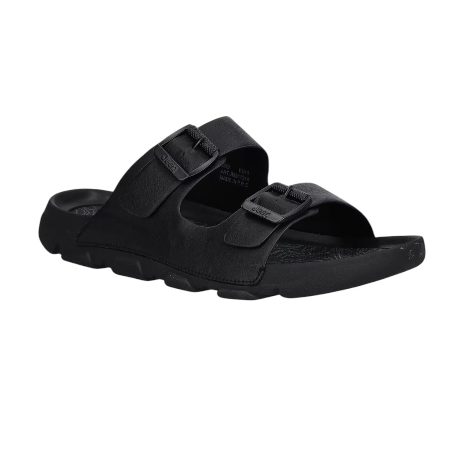 Jeep Ciabatta Uomo in Ecopelle Nera con Doppia Fibbia