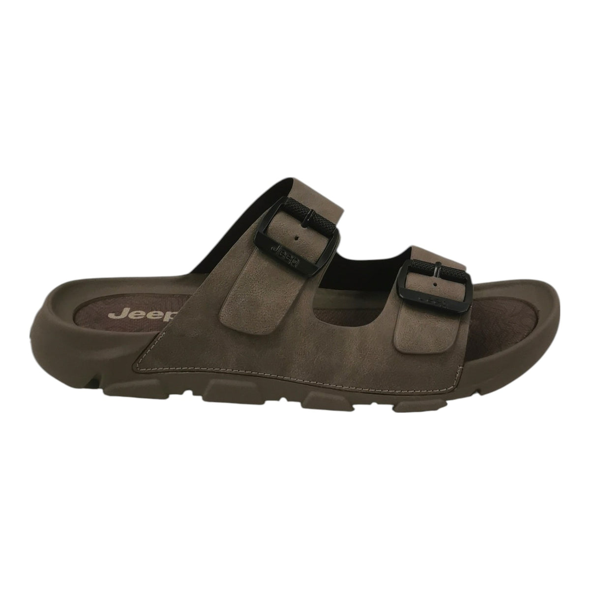 Jeep Ciabatta Uomo in Ecopelle Tortora con Doppia Fibbia
